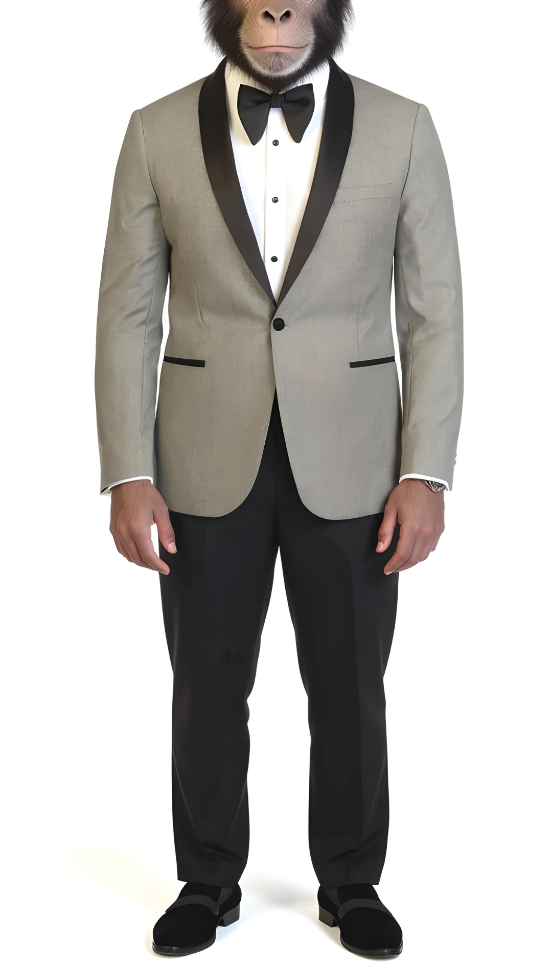 Primate Press Men's Reno Grey and Black Slim Fit Shawl Lapel Two Piece Tuxedo Suit Set