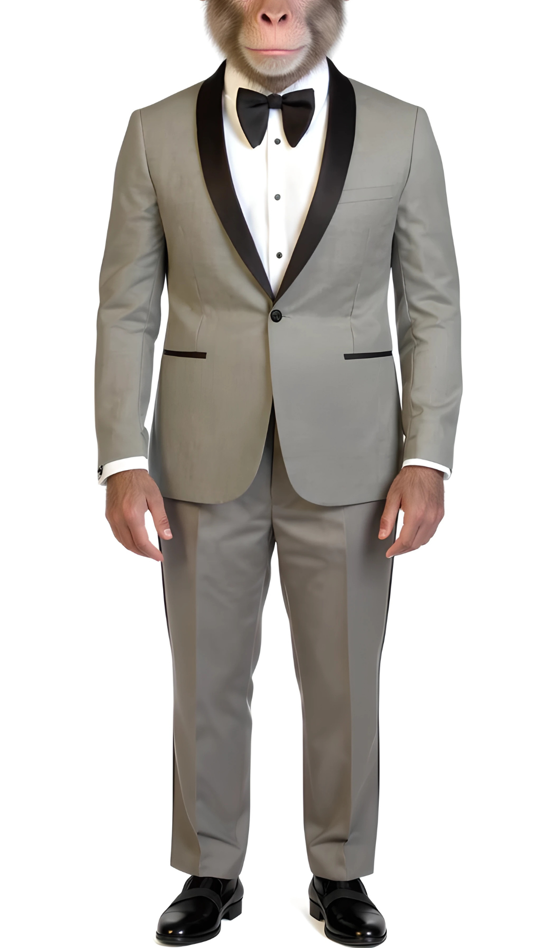 Primate Press Men's Reno Grey Slim Fit Shawl Lapel Two Piece Tuxedo Suit Set