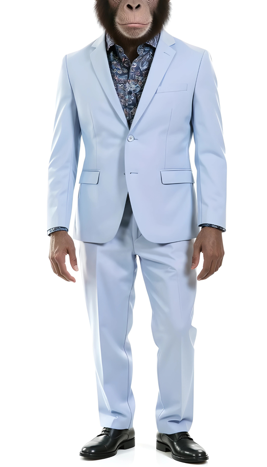 The Chimp Classic Sky Blue Slim Fit Notch Lapel 2 Piece Suit