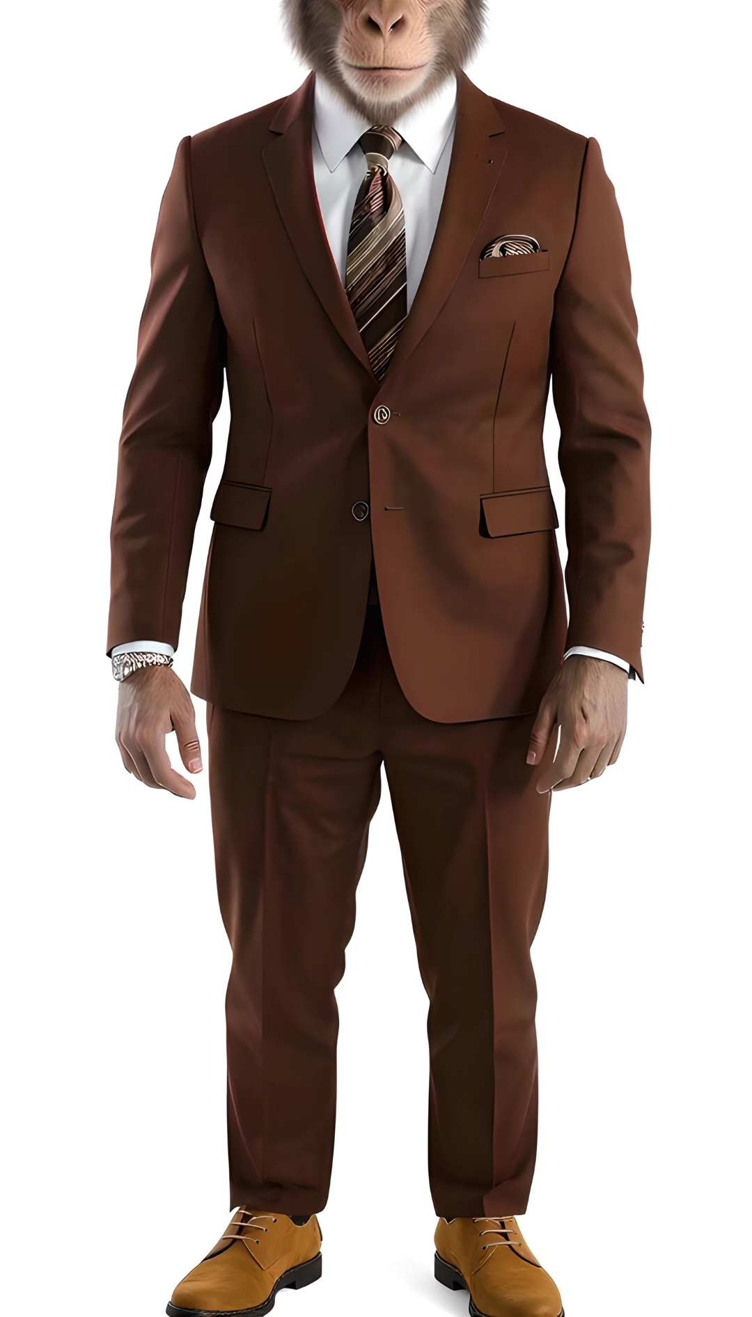 The Chimp Classic Brown Slim Fit Notch Lapel 2 Piece Suit