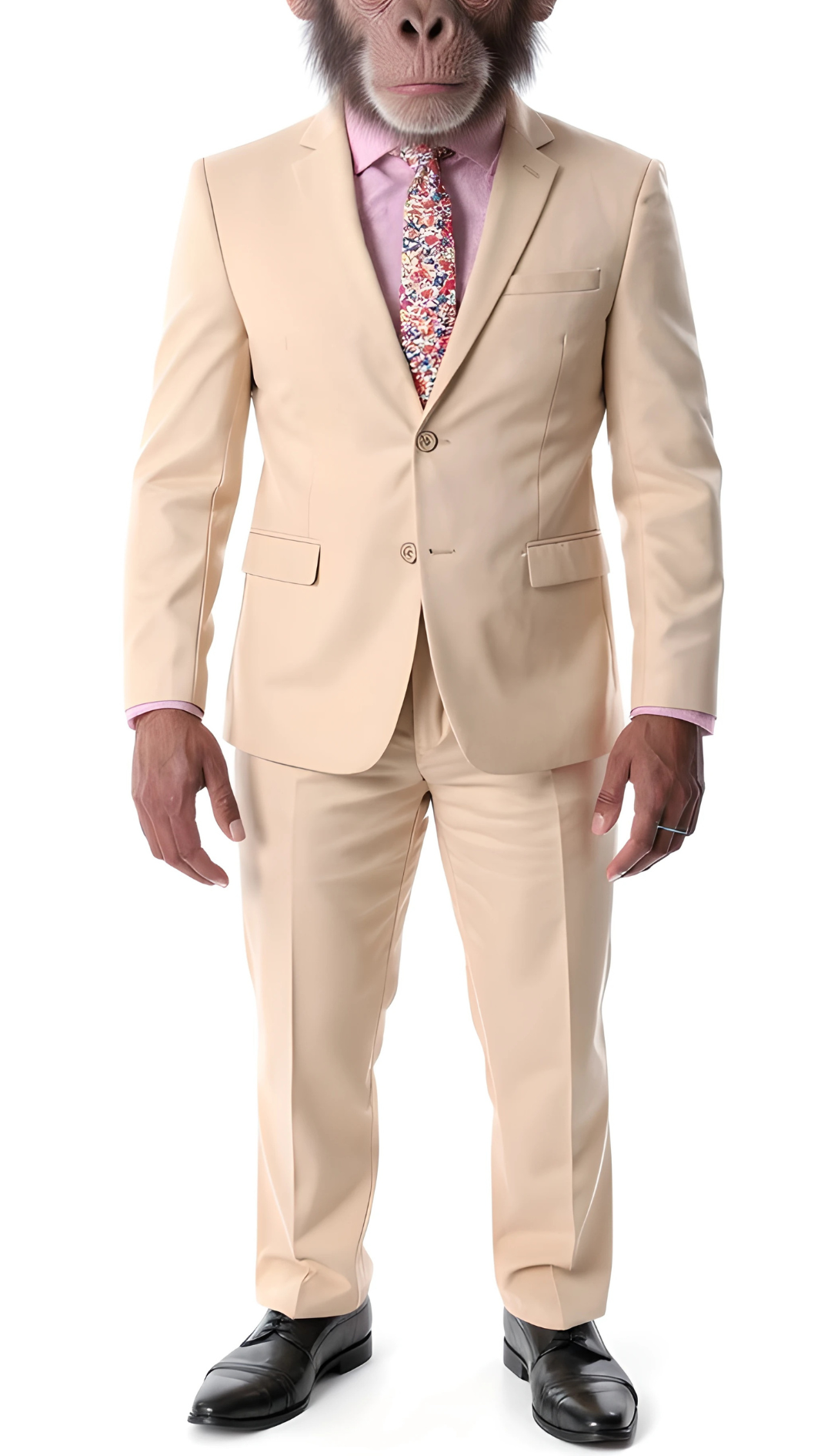 The Chimp Classic Tan Slim Fit Notch Lapel 2 Piece Suit