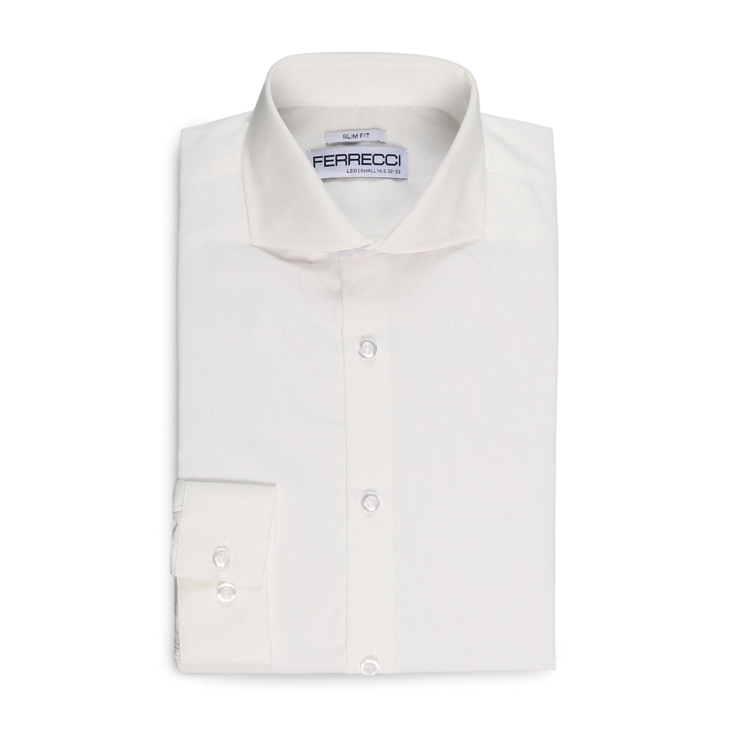 Ferrecci Men's Spread Collar Dress Shirt With Barrel Cuff Snow White - Ferrecci USA