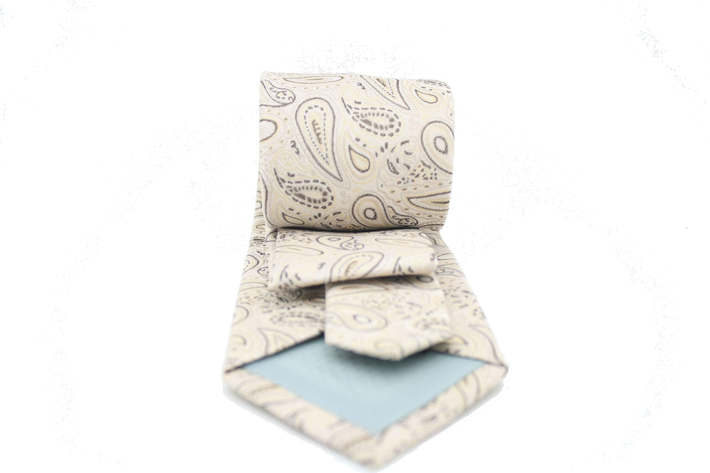 Mens Dads Classic Beige Paisley Pattern Business Casual Necktie & Hanky Set GF-4 - Ferrecci USA