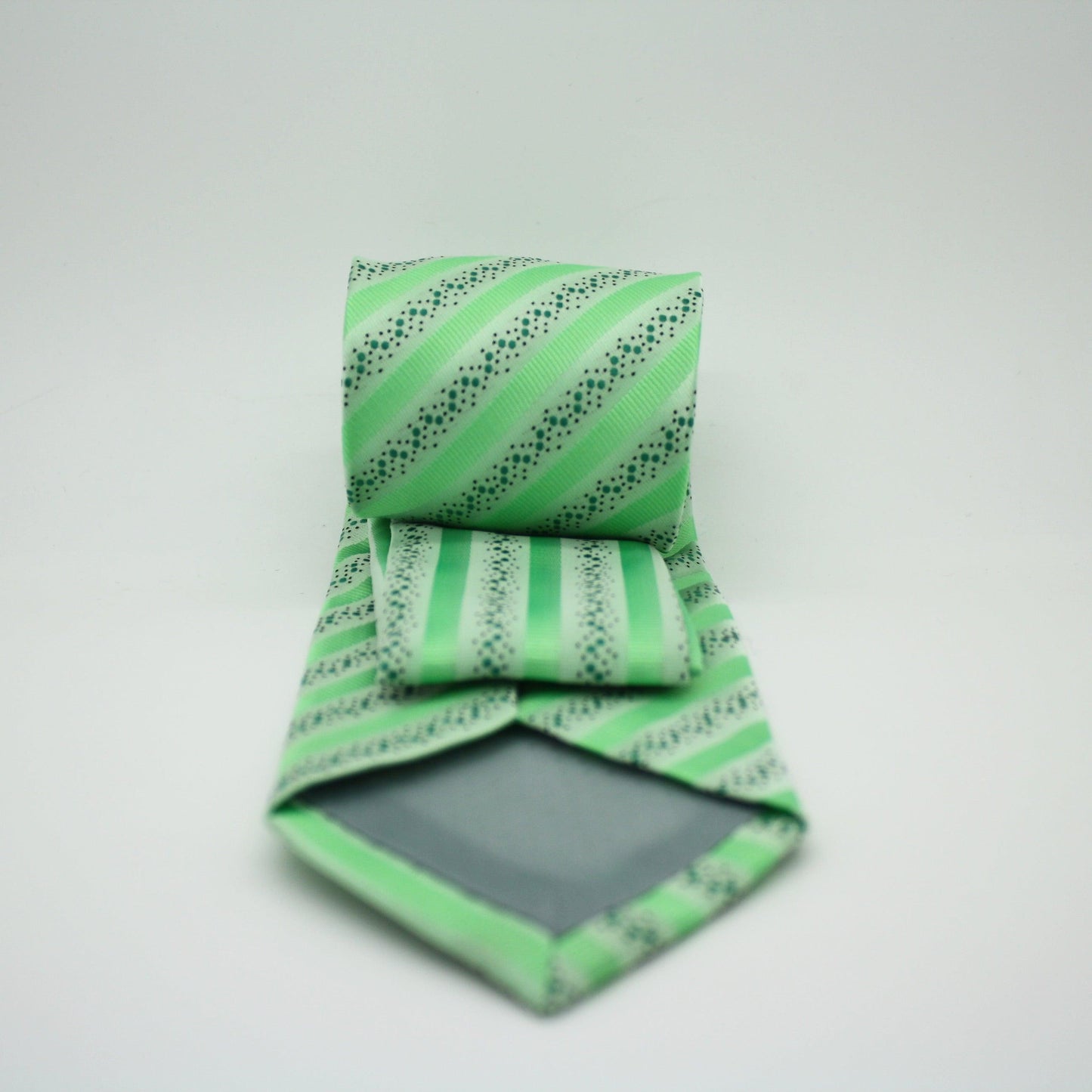 Mens Dads Classic Green Striped Pattern Business Casual Necktie & Hanky Set ZO-2 - Ferrecci USA