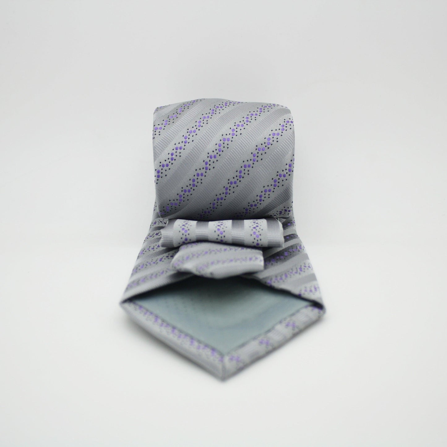 Mens Dads Classic Grey Striped Pattern Business Casual Necktie & Hanky Set ZO-12 - Ferrecci USA