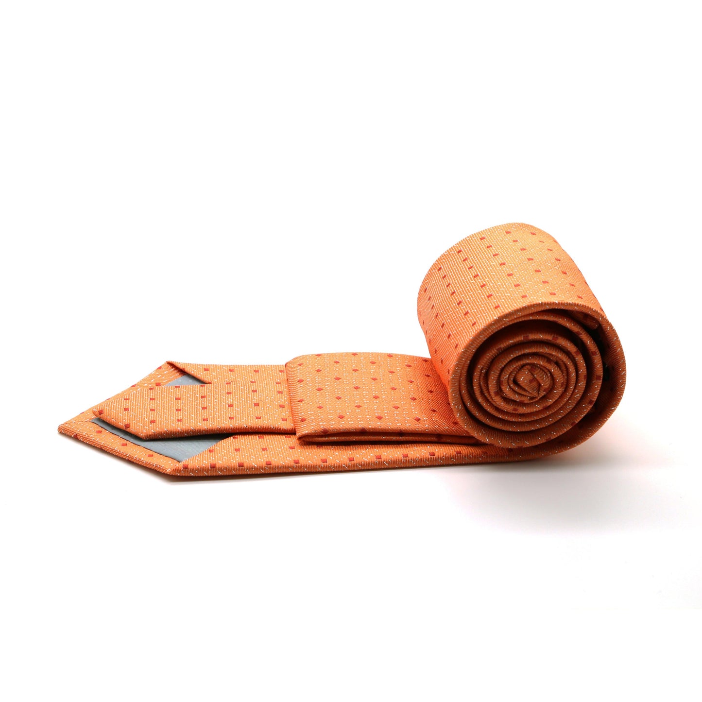 Mens Dads Classic Orange Square Pattern Business Casual Necktie & Hanky Set SO-2 - Ferrecci USA