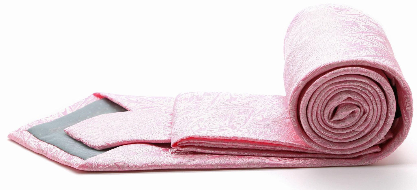 Mens Dads Classic Pink Paisley Pattern Business Casual Necktie & Hanky Set GO-2 - Ferrecci USA