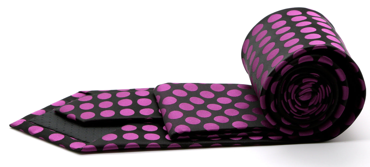 Mens Dads Classic Purple Circle Pattern Business Casual Necktie & Hanky Set PO-4 - Ferrecci USA