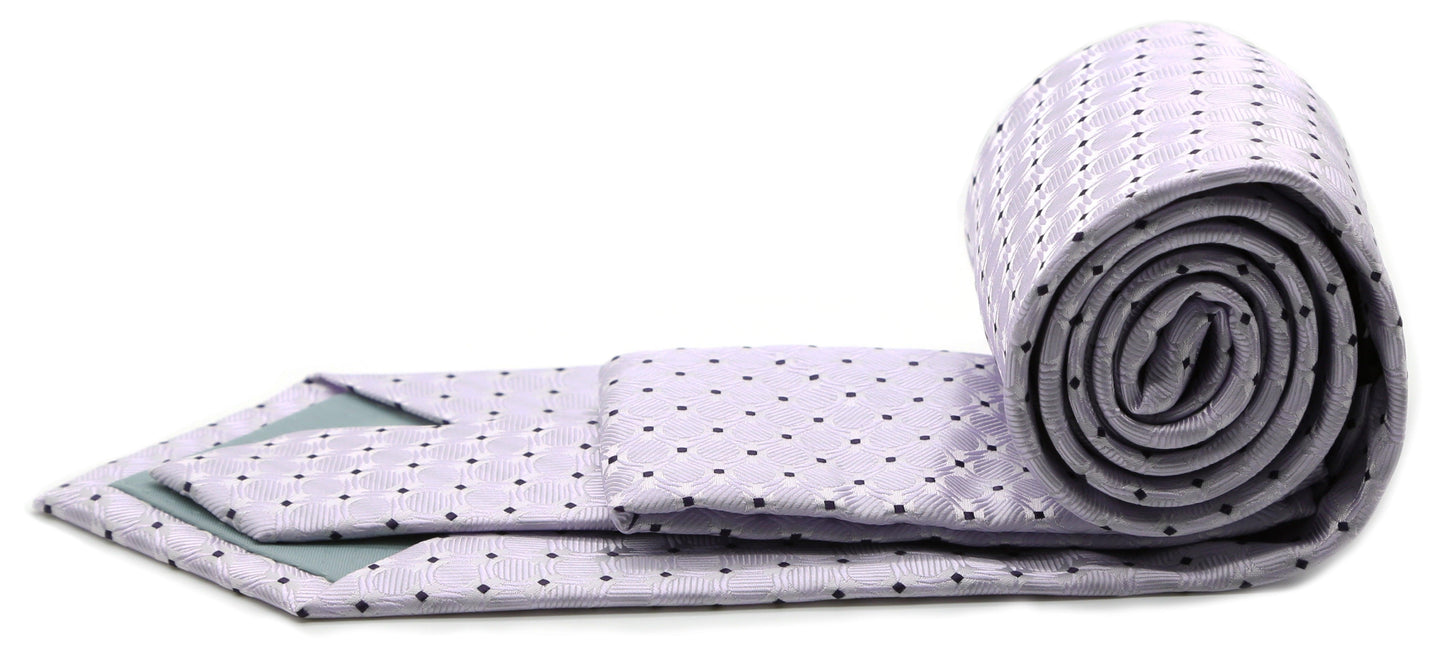 Mens Dads Classic Purple Geometric Pattern Business Casual Necktie & Hanky Set K-1 - Ferrecci USA