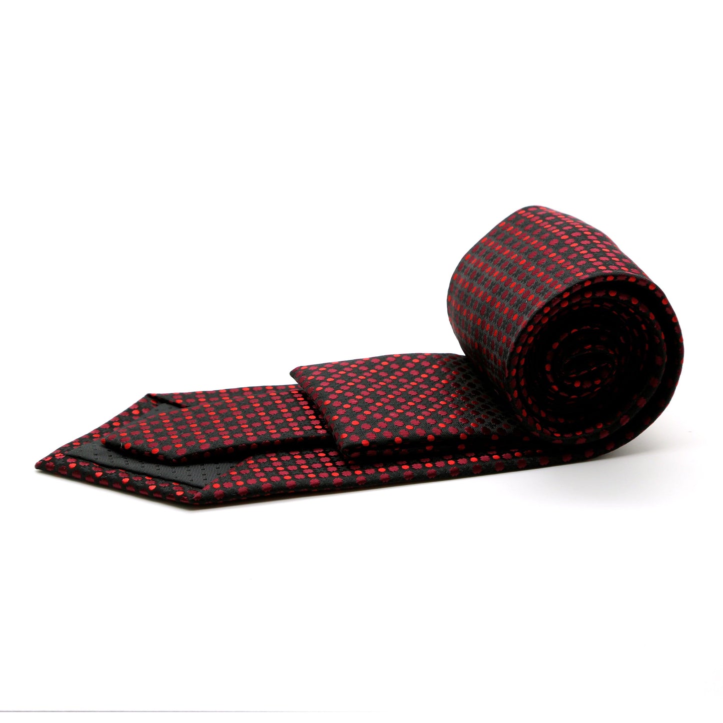 Mens Dads Classic Red Geometric Pattern Business Casual Necktie & Hanky Set P-1 - Ferrecci USA