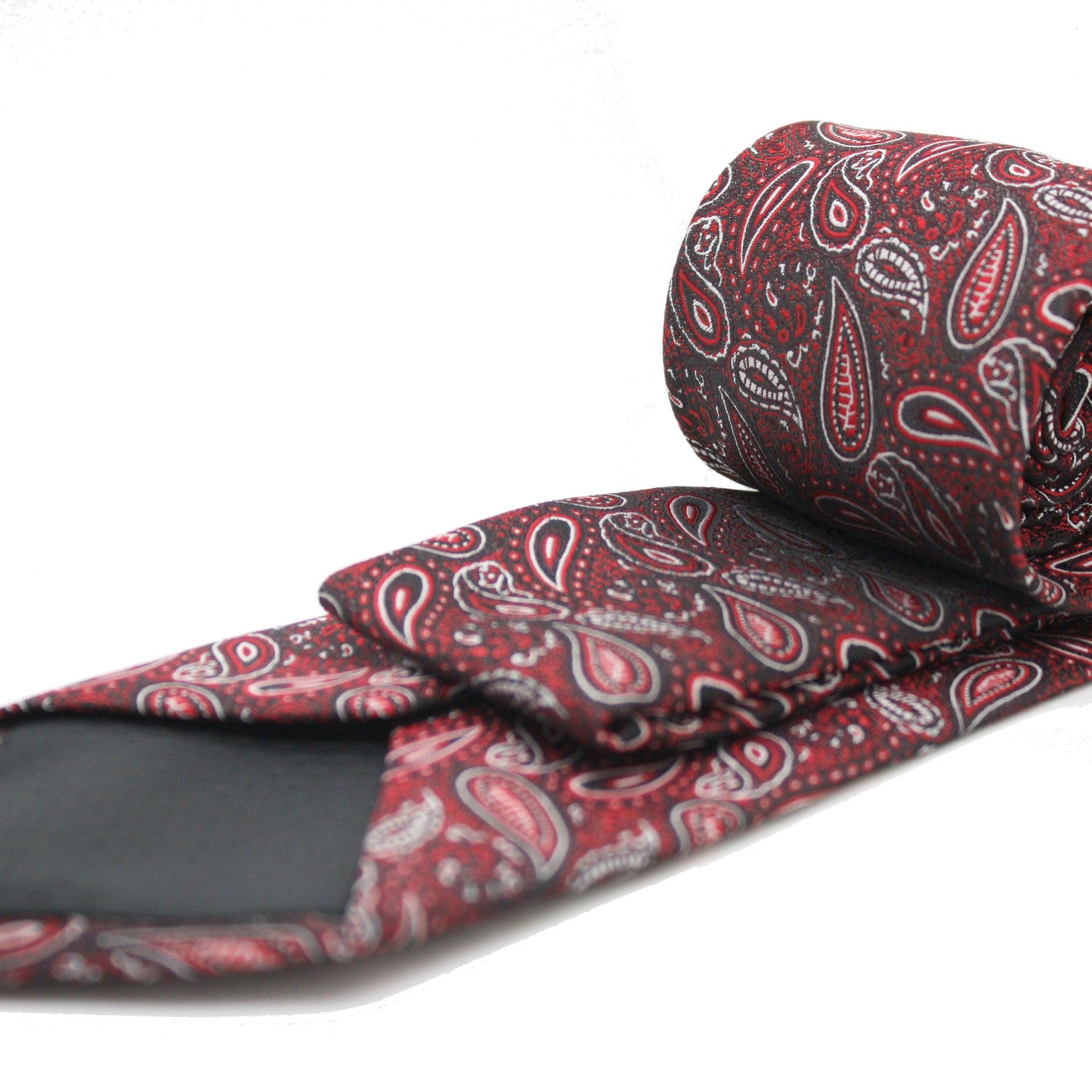 Mens Dads Classic Red Paisley Pattern Business Casual Necktie & Hanky Set EF-3 - Ferrecci USA