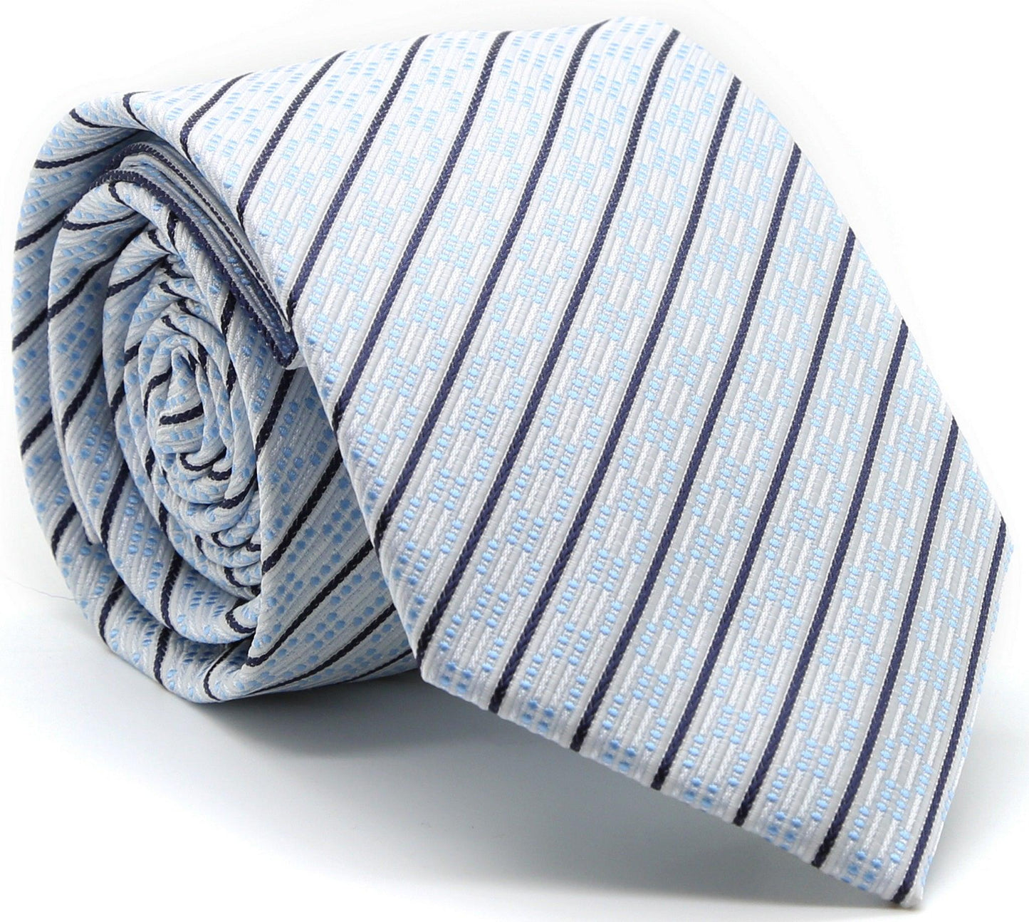 Mens Dads Classic Striped Pattern Business Casual Necktie & Hanky Set C - Ferrecci USA