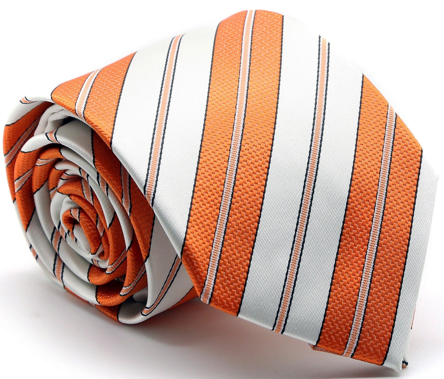 Mens Dads Classic Striped Pattern Business Casual Necktie & Hanky Set F - Ferrecci USA
