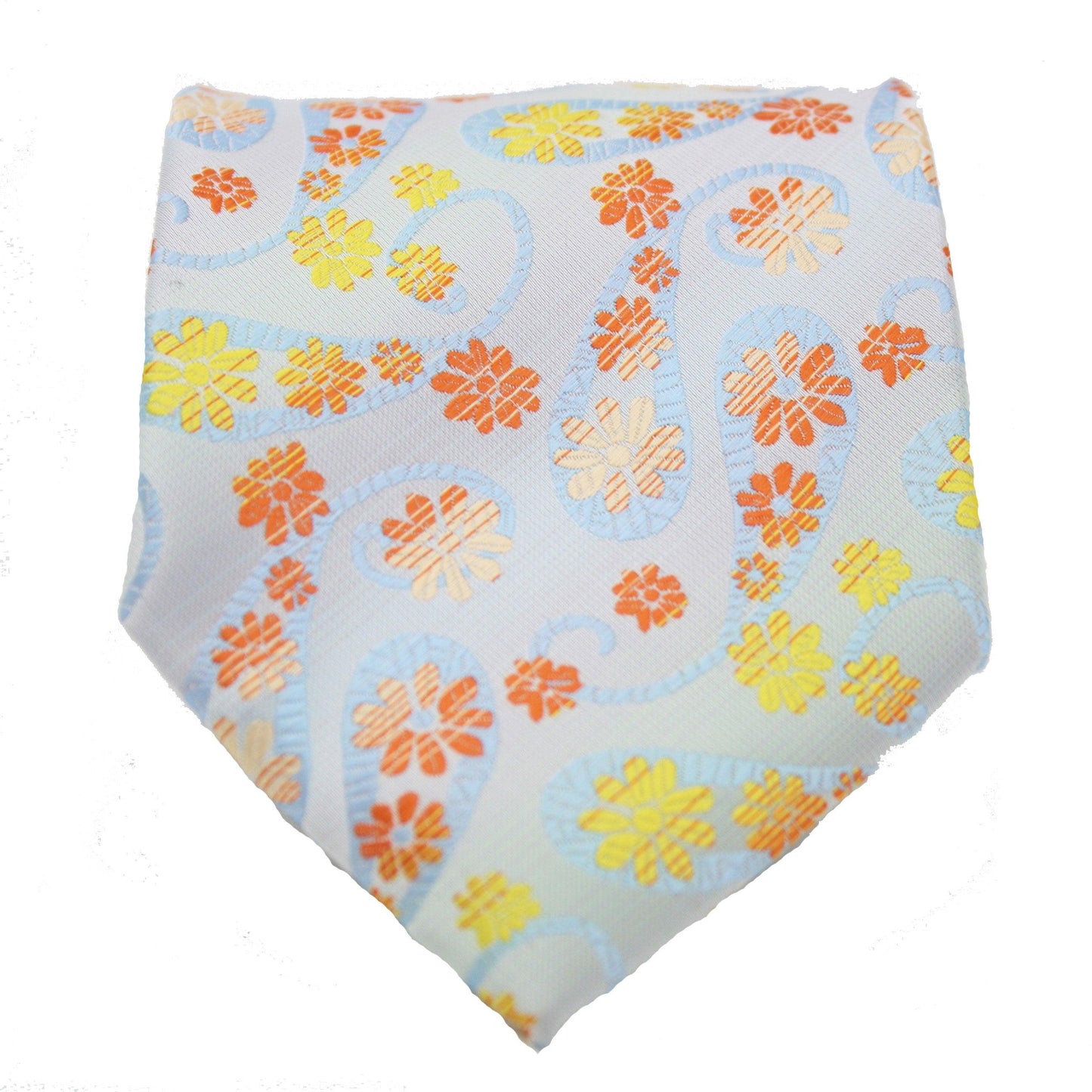 Mens Dads Classic Yellow Floral Pattern Business Casual Necktie & Hanky Set DF-2 - Ferrecci USA