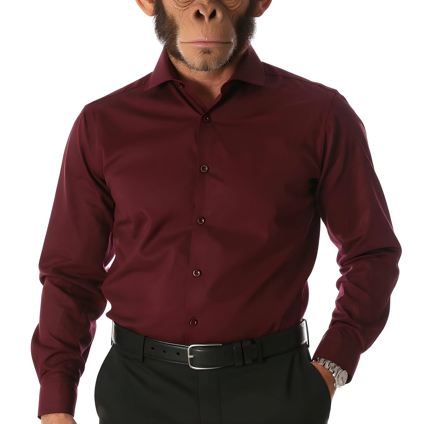 The Alpha Collar Burgundy Mens Slim Fit Cotton Shirt