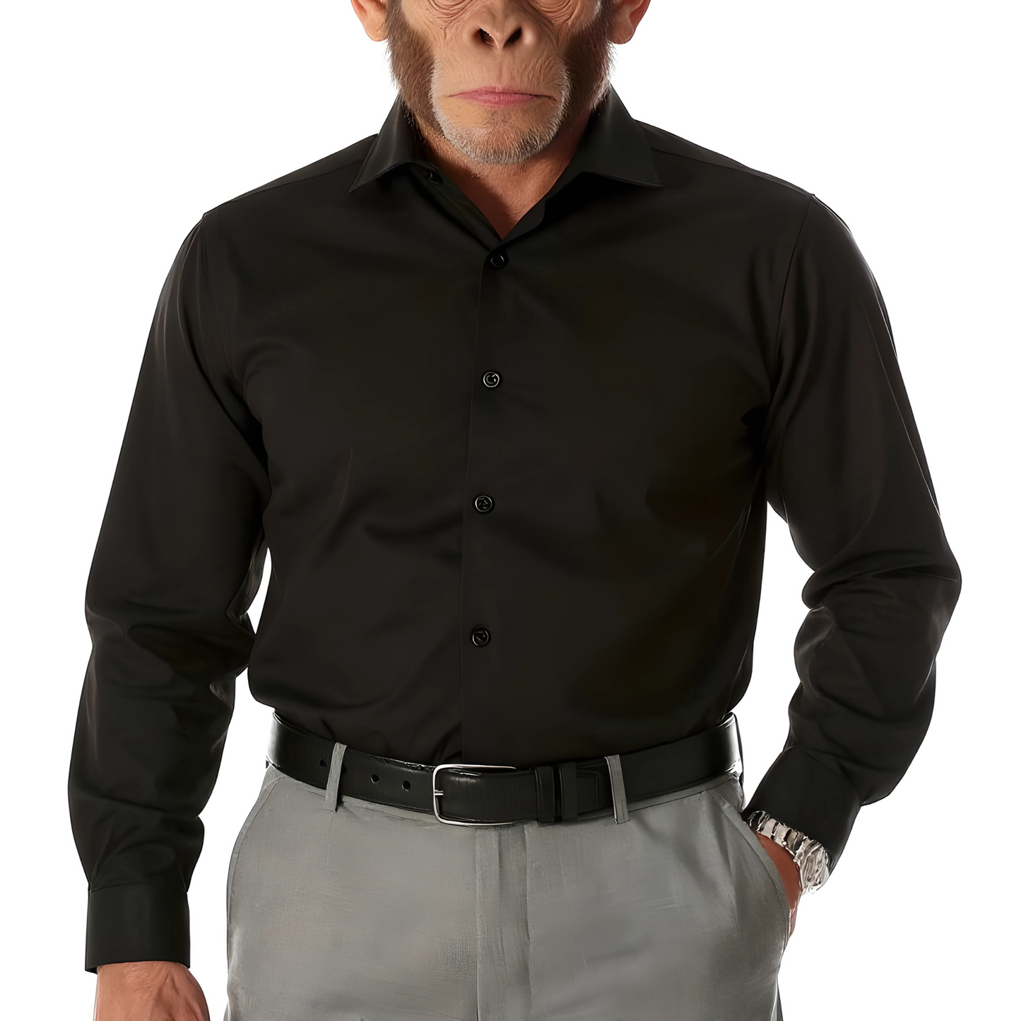 The Alpha Collar Black Mens Slim Fit Cotton Shirt