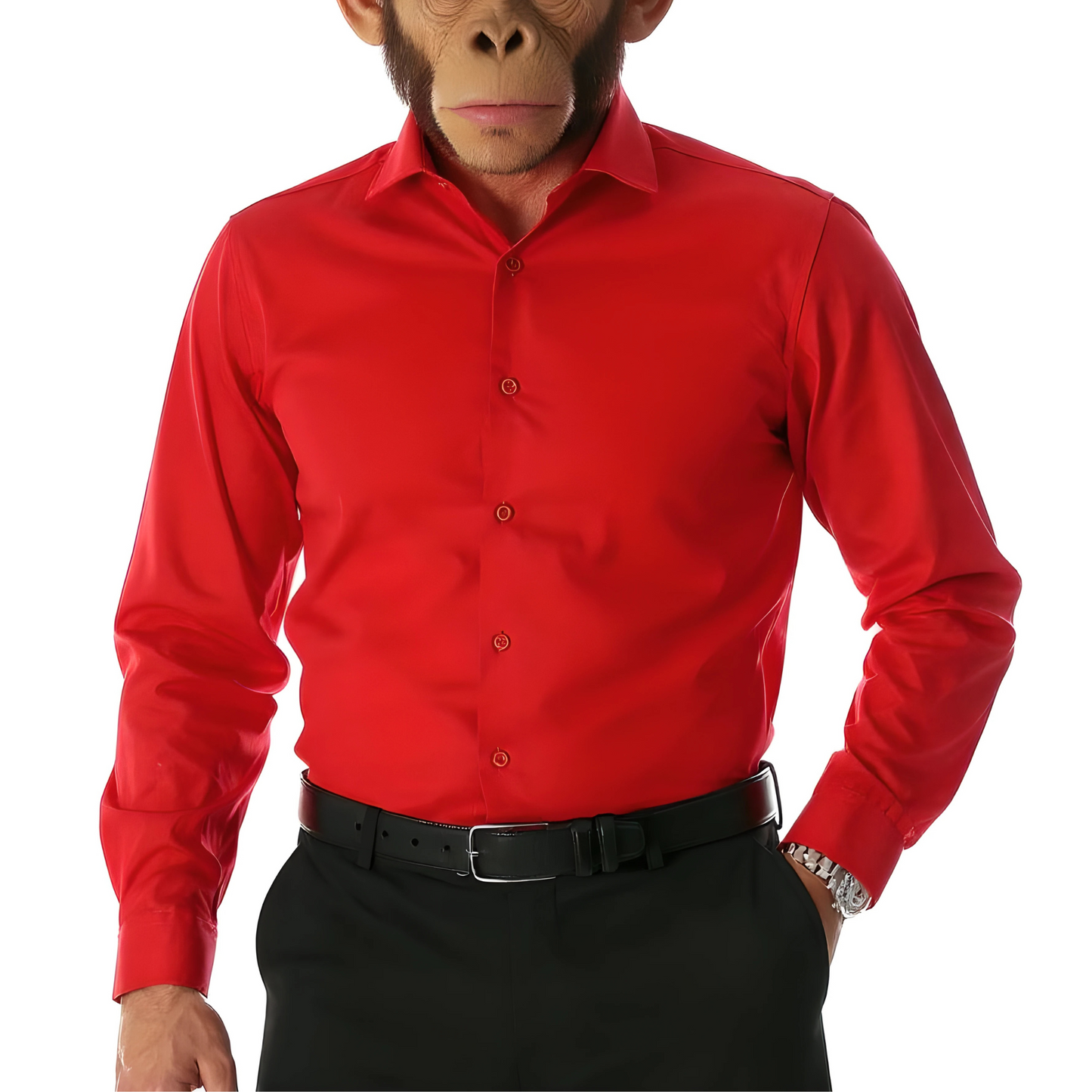 The Alpha Collar Red Mens Slim Fit Cotton Shirt