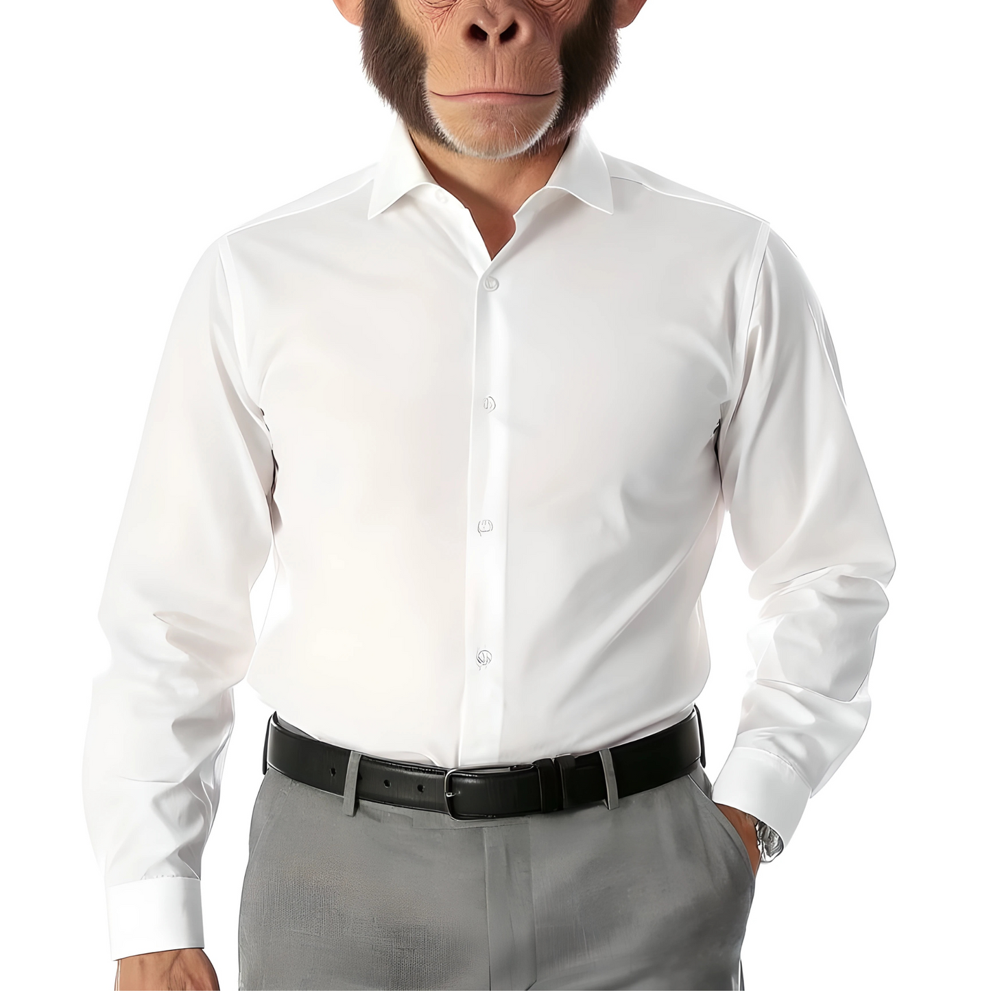 The Alpha Collar Snow White Mens Slim Fit Cotton Shirt