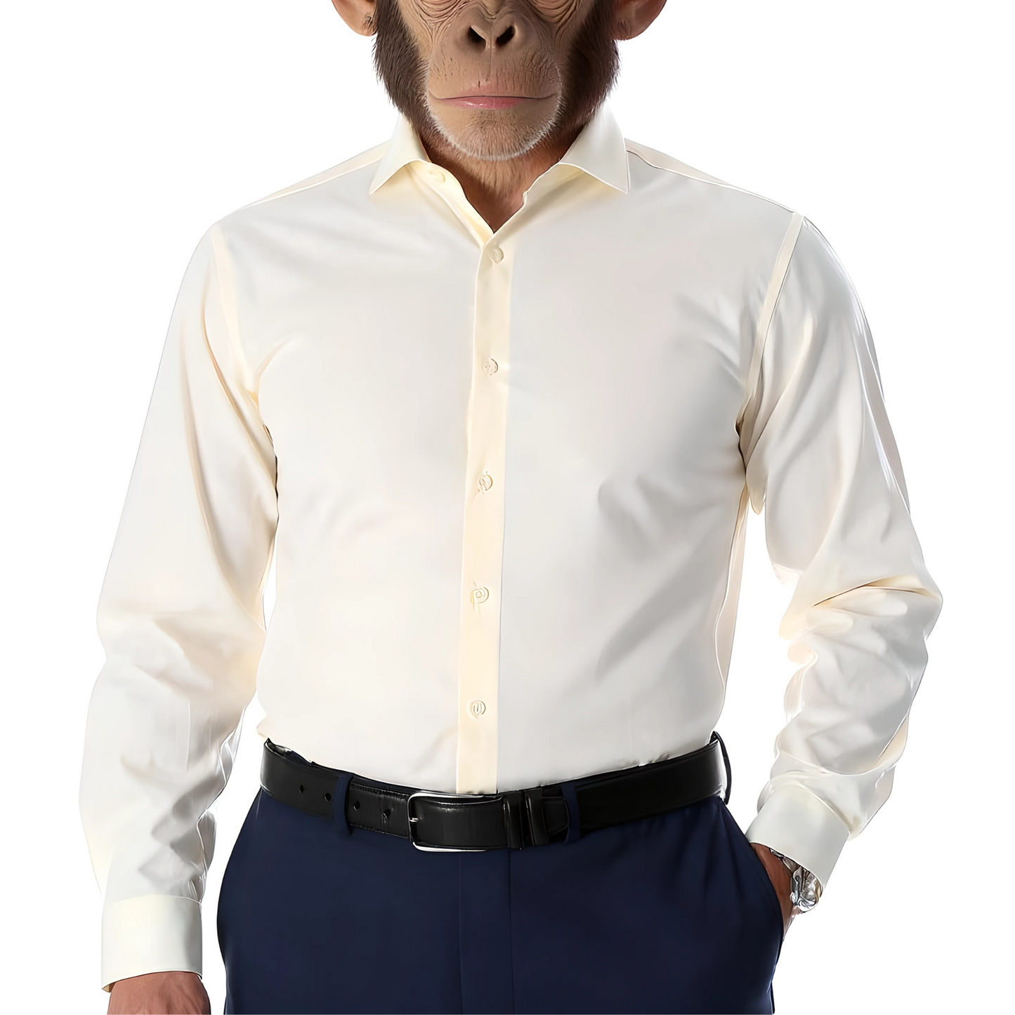 The Alpha Collar Off-White Mens Slim Fit Cotton Shirt