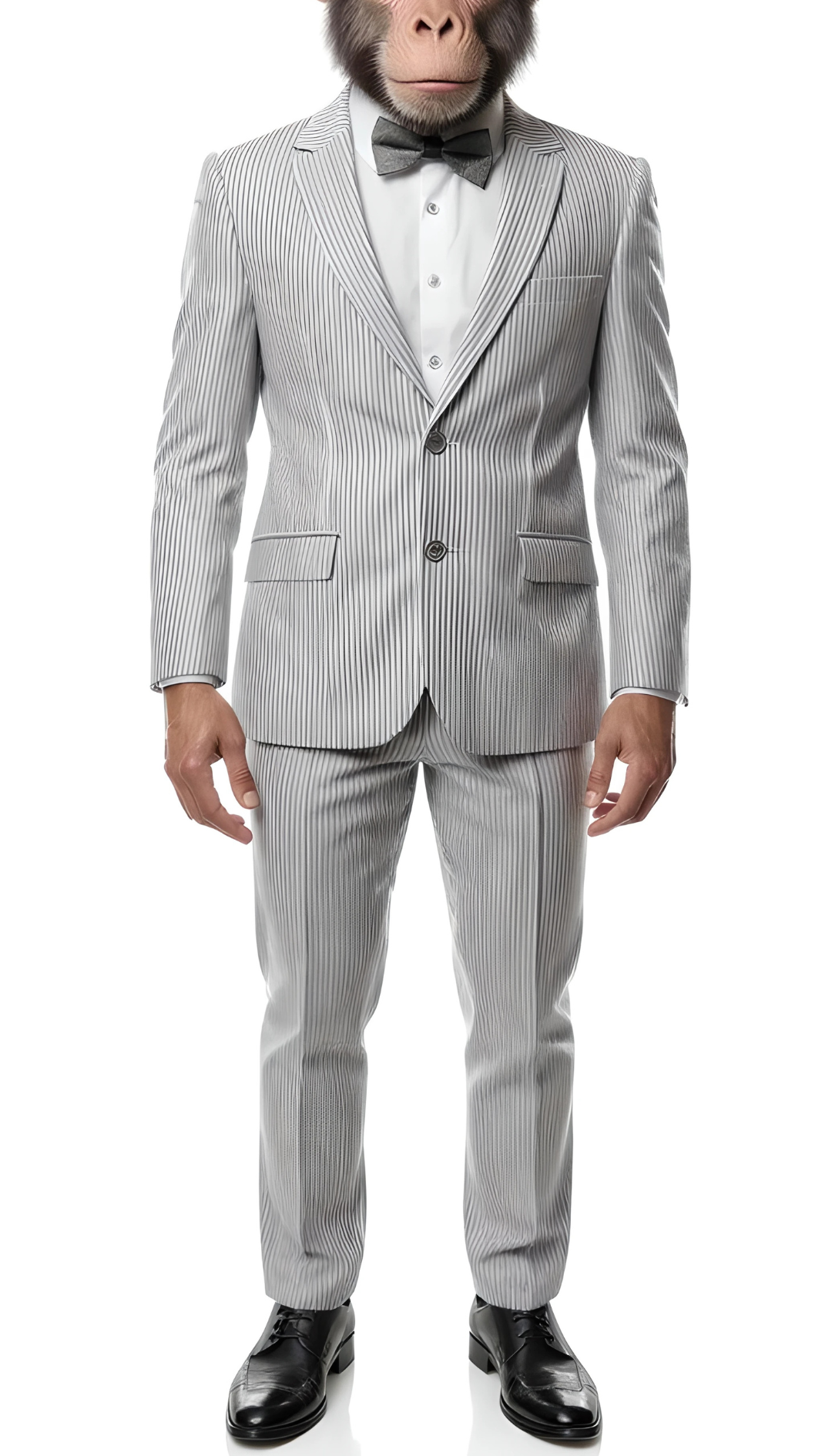 The Polished Primate Men's Slim Fit Two Button Black Seersucker Suit