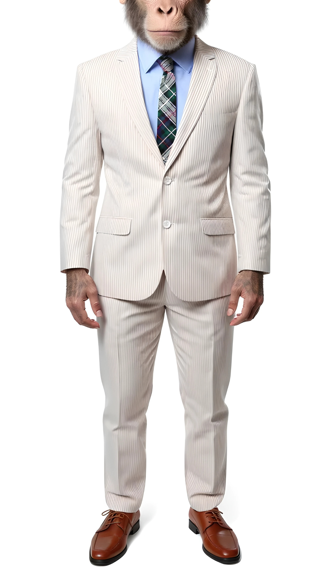 Premium Comfort Cotton Slim Fit Tan Seersucker 2 Piece Suit