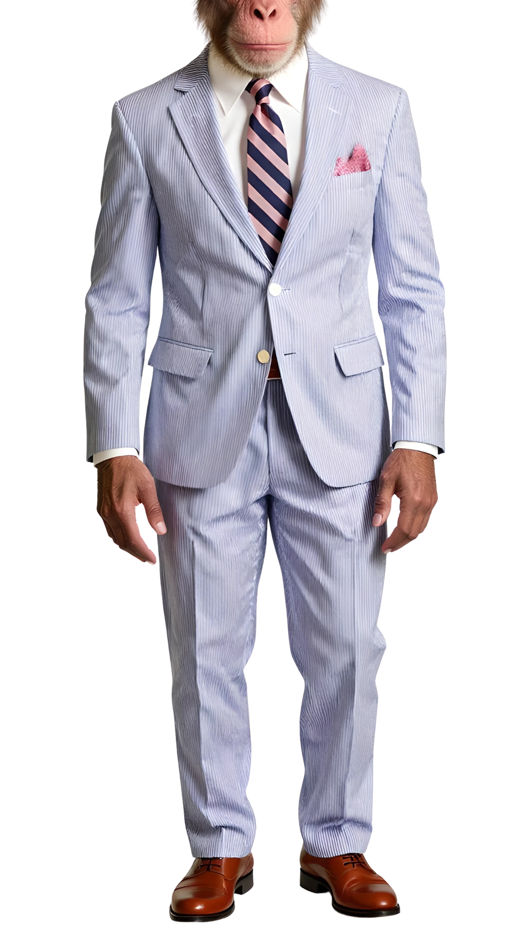 The Polished Primate Men's Slim Fit Two Button Blue Seersucker Suit
