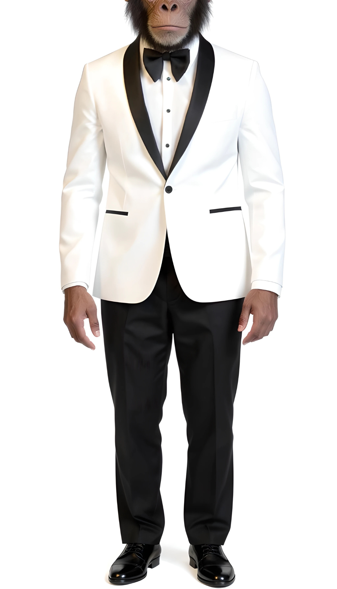 Primate Press Men's Reno White and Black Slim Fit Shawl Lapel Two Piece Tuxedo Suit Set