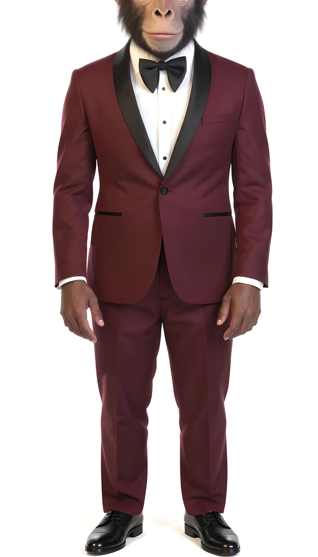 Ferrecci Men's Reno Burgundy Slim Fit Shawl Lapel 2 Piece Tuxedo Suit Set