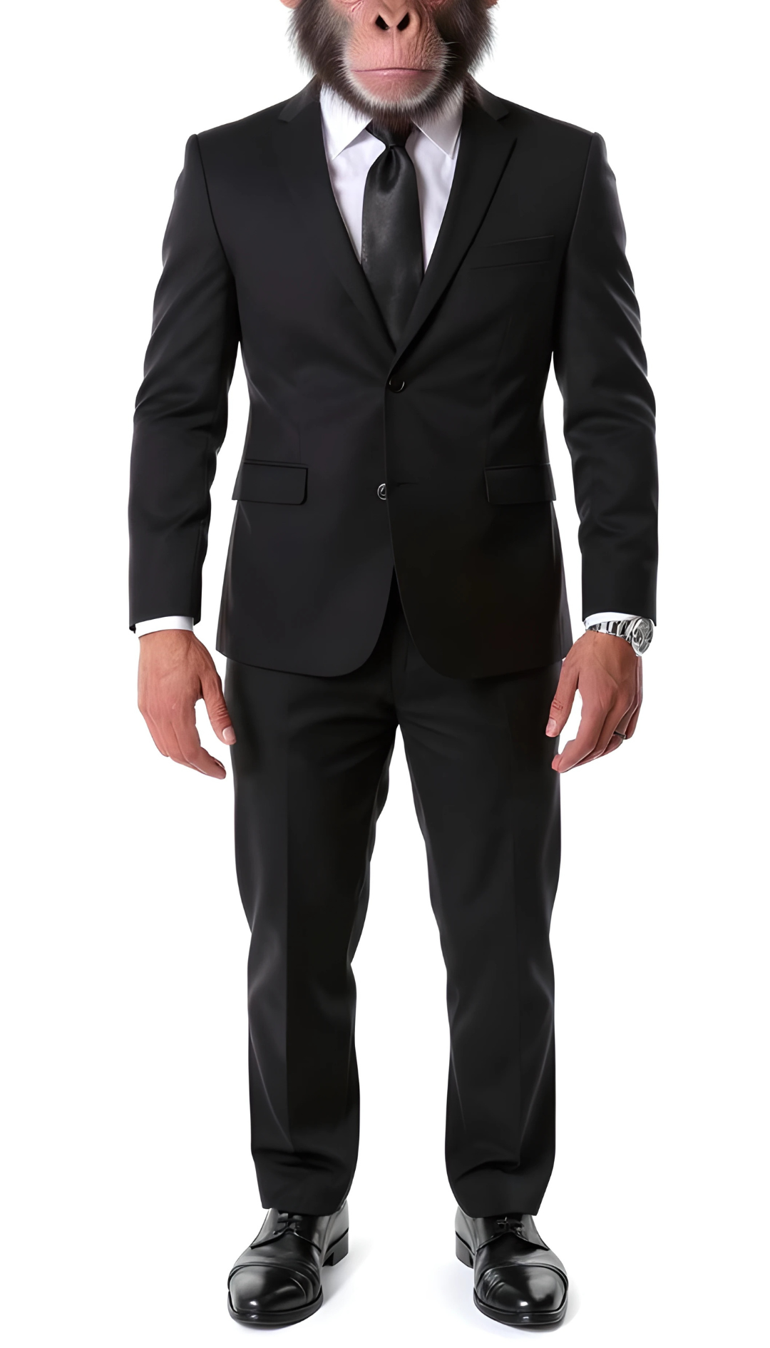 The Chimp Classic Black Slim Fit Notch Lapel 2 Piece Suit