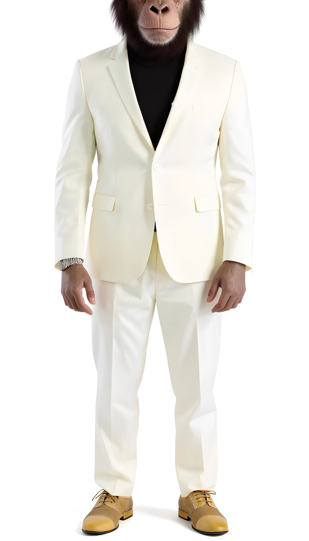 The Chimp Classic Off-White Slim Fit Notch Lapel 2 Piece Suit