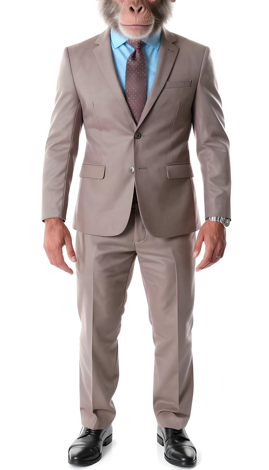 The Chimp Classic Taupe Slim Fit Notch Lapel 2 Piece Suit