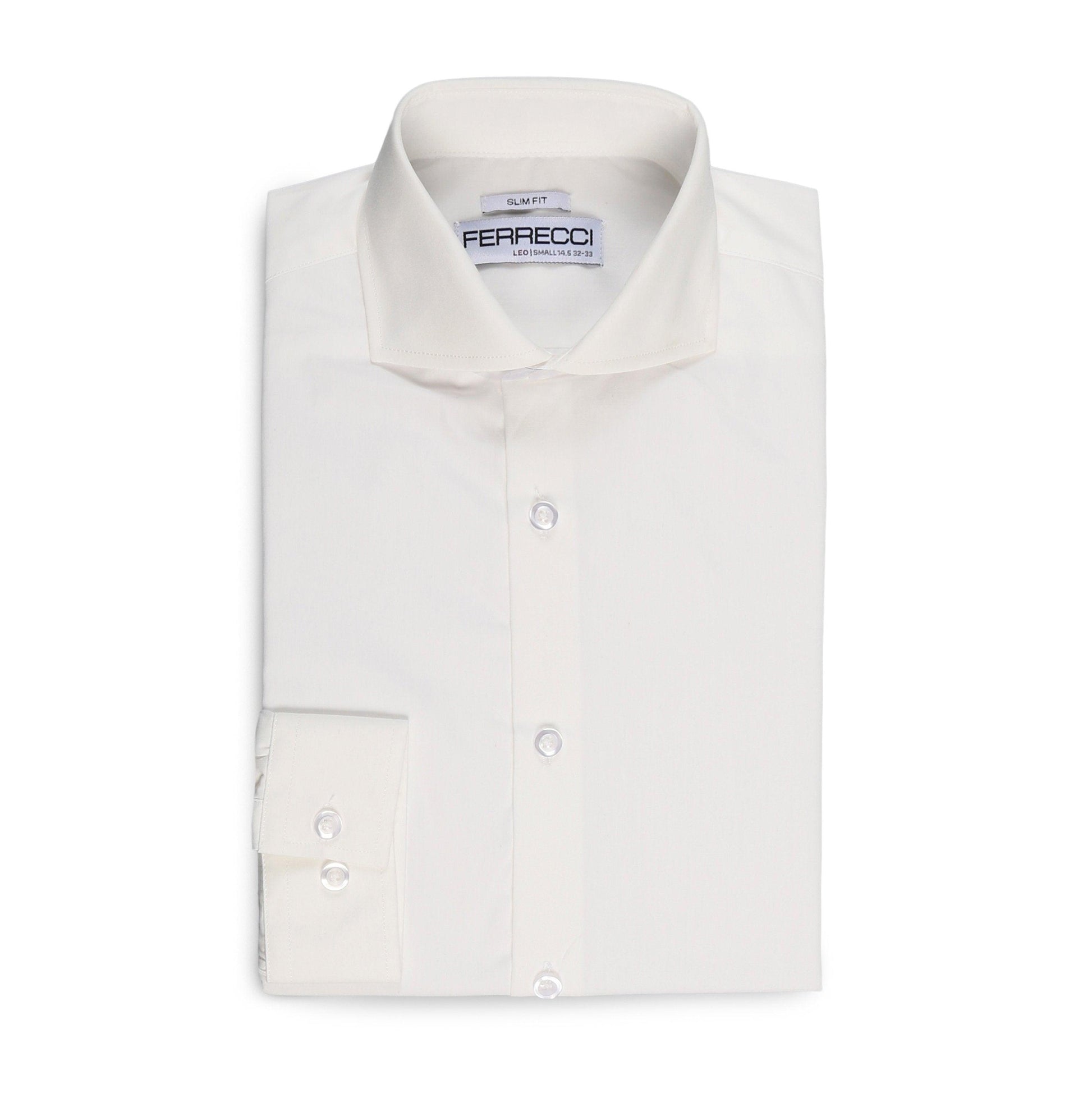 Ferrecci Men's Spread Collar Dress Shirt With Barrel Cuff Snow White - Ferrecci USA 