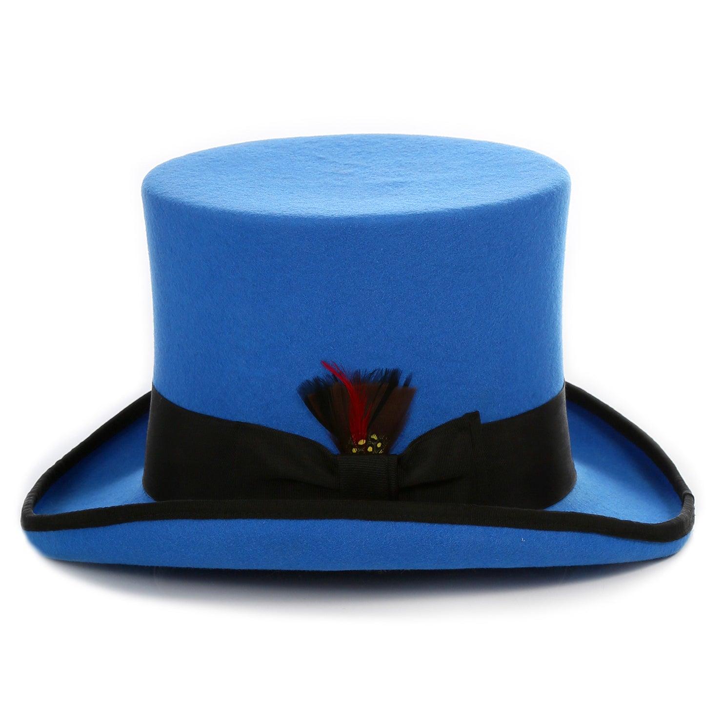 Ferrecci Royal Blue and Black Wool Felt Top Hat - Ferrecci USA 