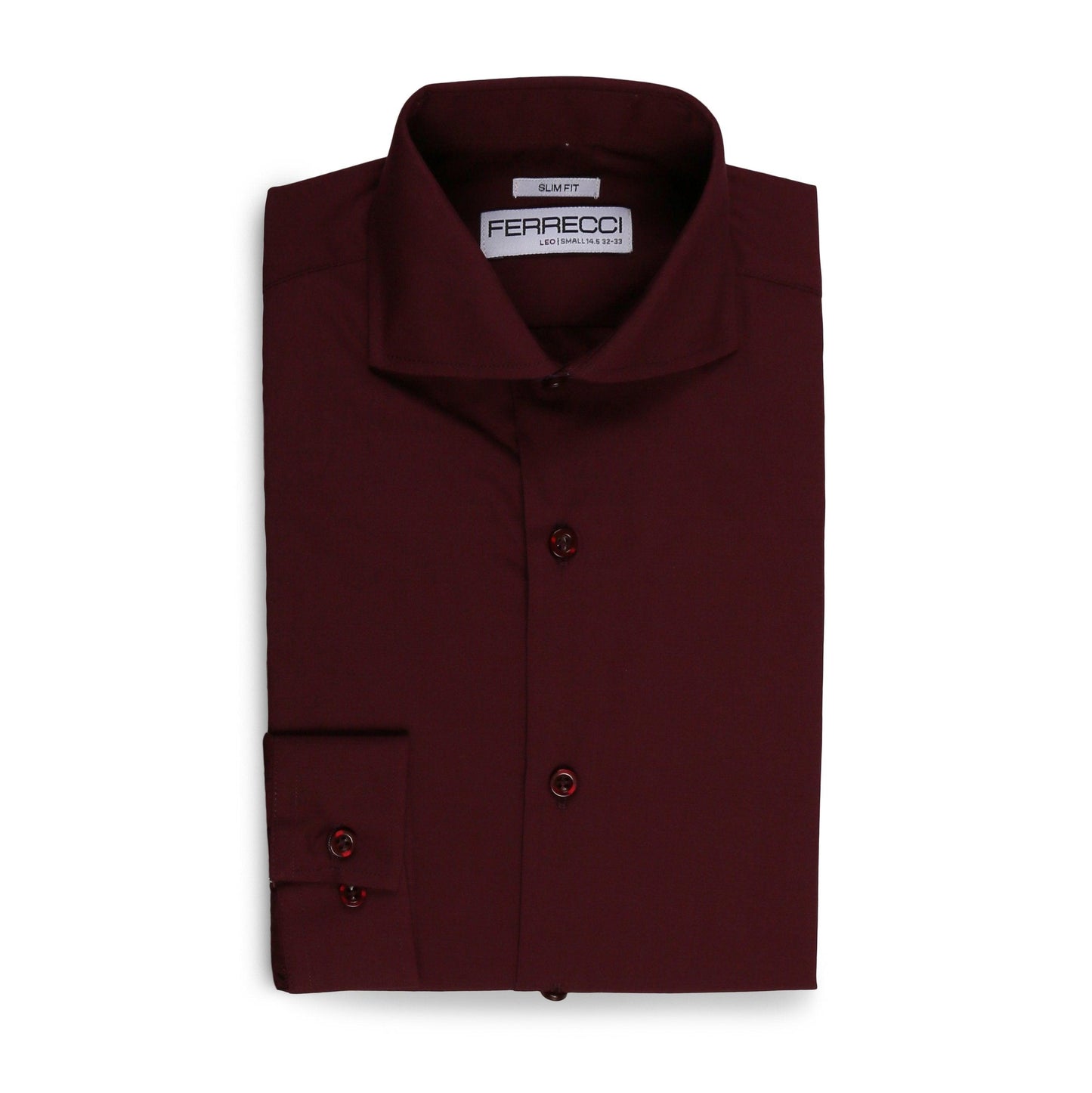 Leo Burgundy Mens Slim Fit Cotton Shirt - Ferrecci USA 