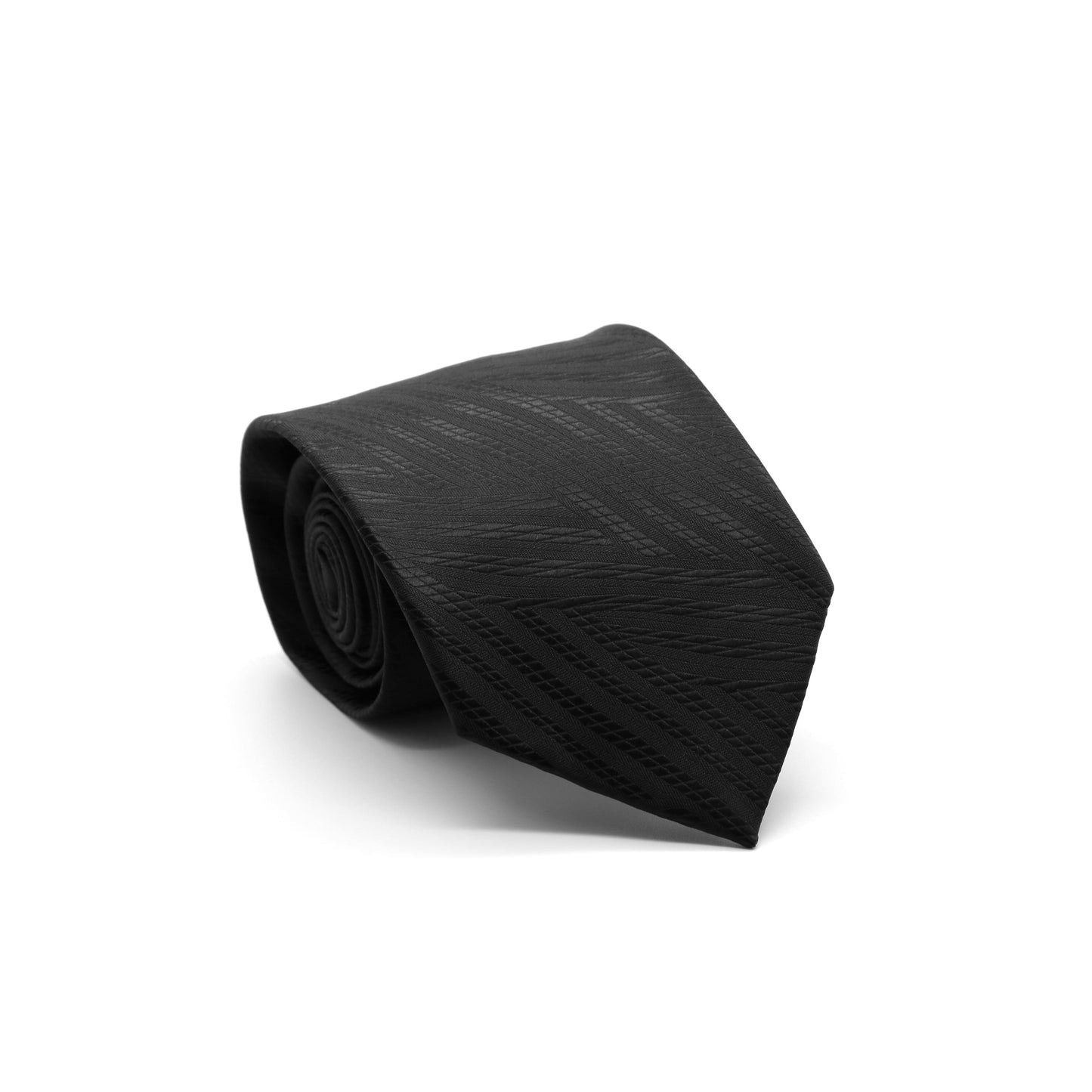 Mens Dads Classic Black Geometric Pattern Business Casual Necktie & Hanky Set IO-3 - Ferrecci USA 