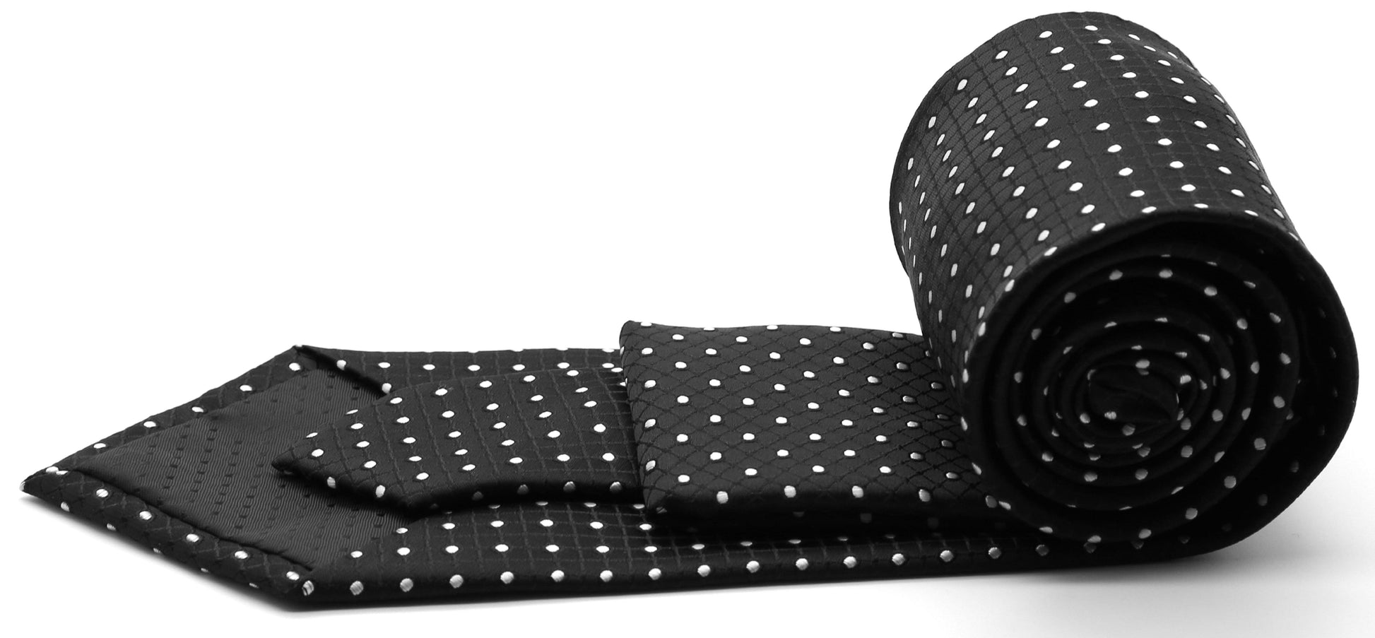 Mens Dads Classic Black Geometric Pattern Business Casual Necktie & Hanky Set UO-4 - Ferrecci USA 