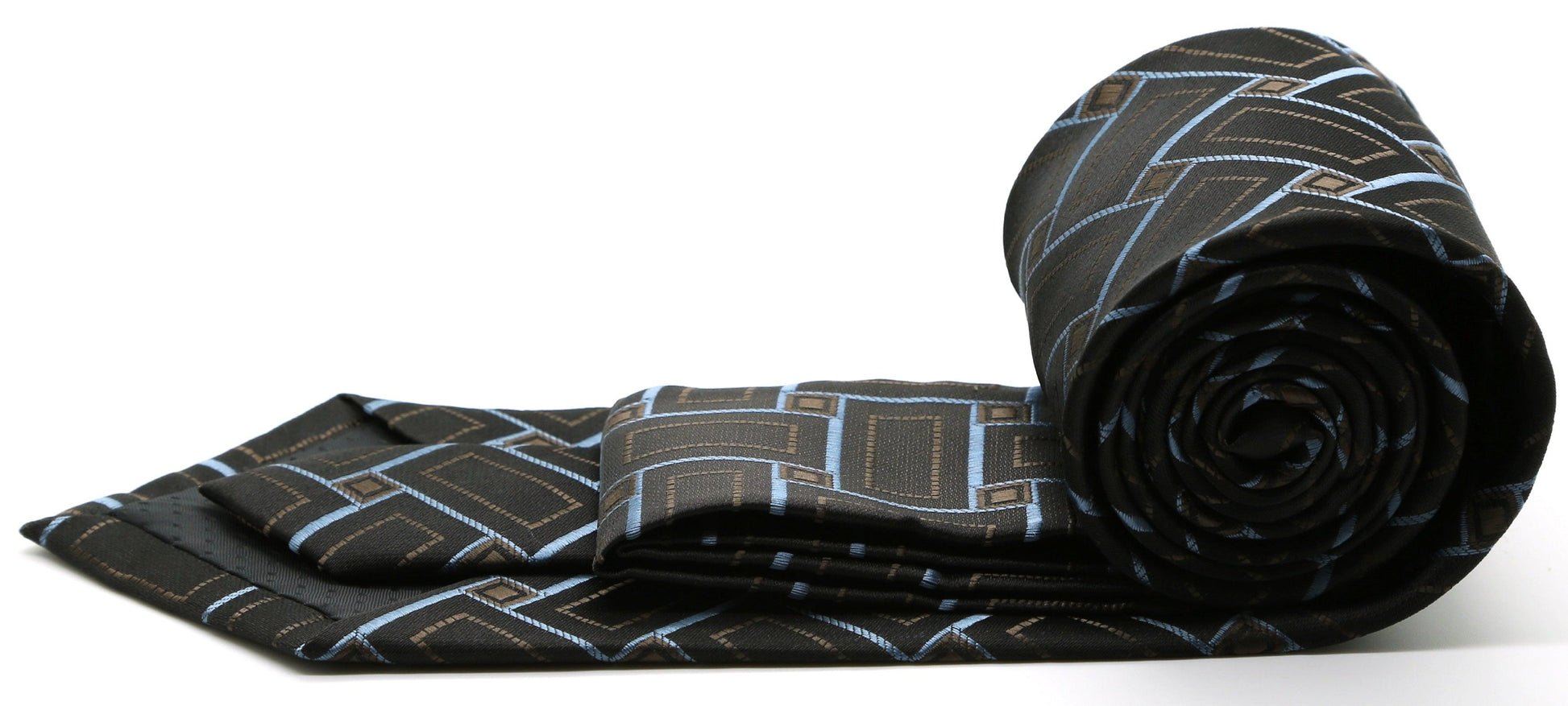 Mens Dads Classic Black Stripe Pattern Business Casual Necktie & Hanky Set Z-1 - Ferrecci USA 