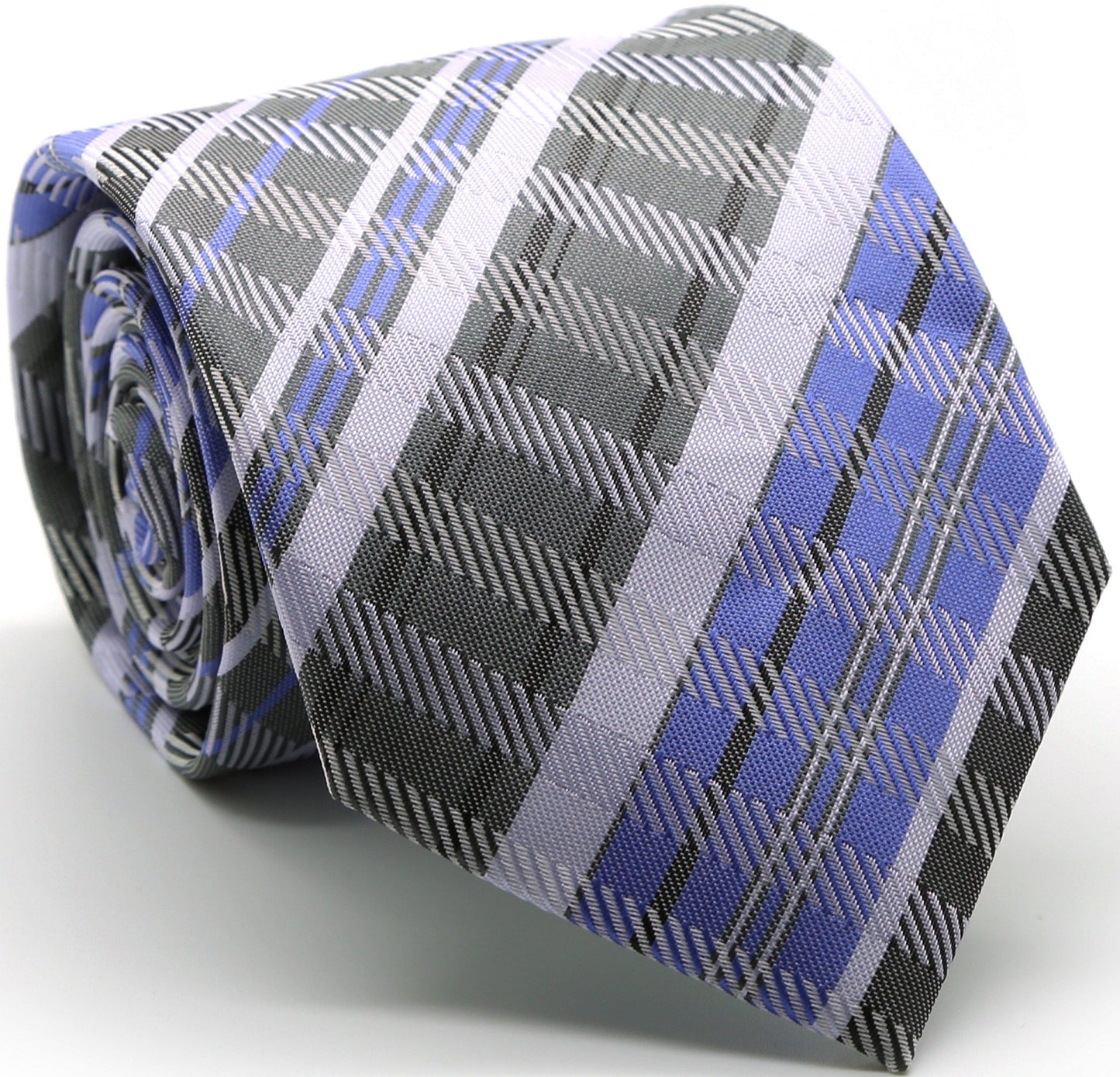 Mens Dads Classic Black Striped Pattern Business Casual Necktie & Hanky Set VO - Ferrecci USA 