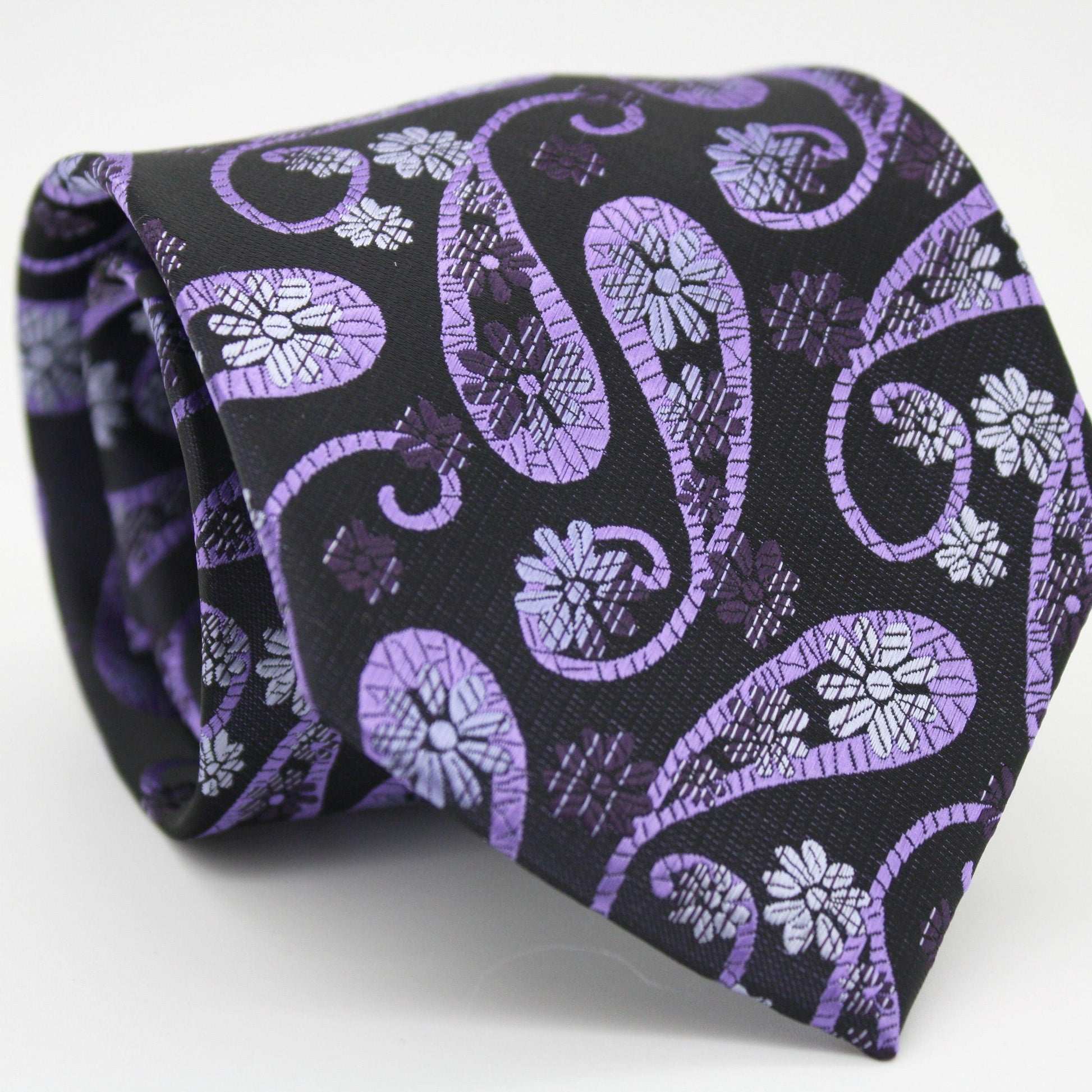 Mens Dads Classic Blue Floral Pattern Business Casual Necktie & Hanky Set DF-1 - Ferrecci USA 