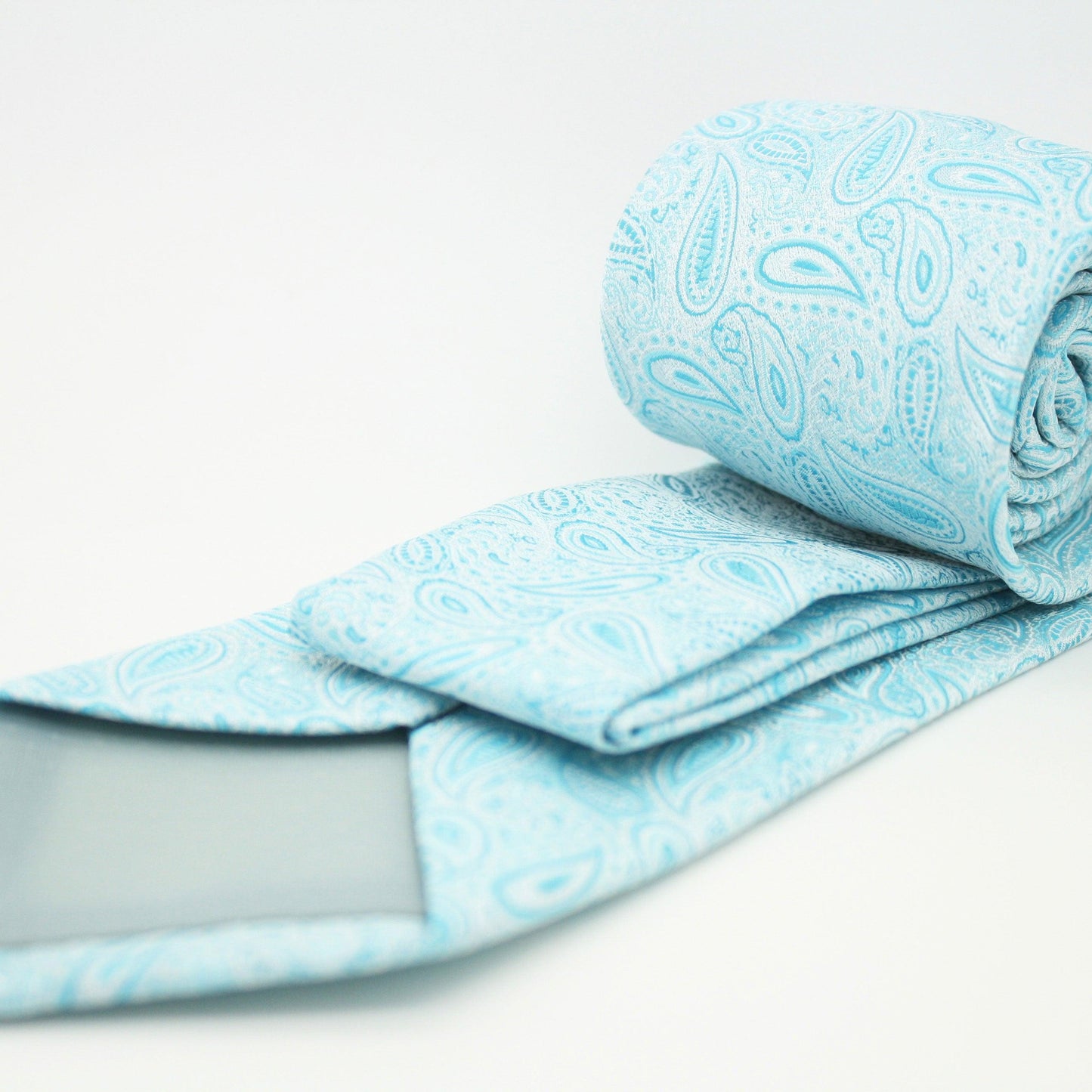 Mens Dads Classic Blue Paisley Pattern Business Casual Necktie & Hanky Set E-1 - Ferrecci USA 