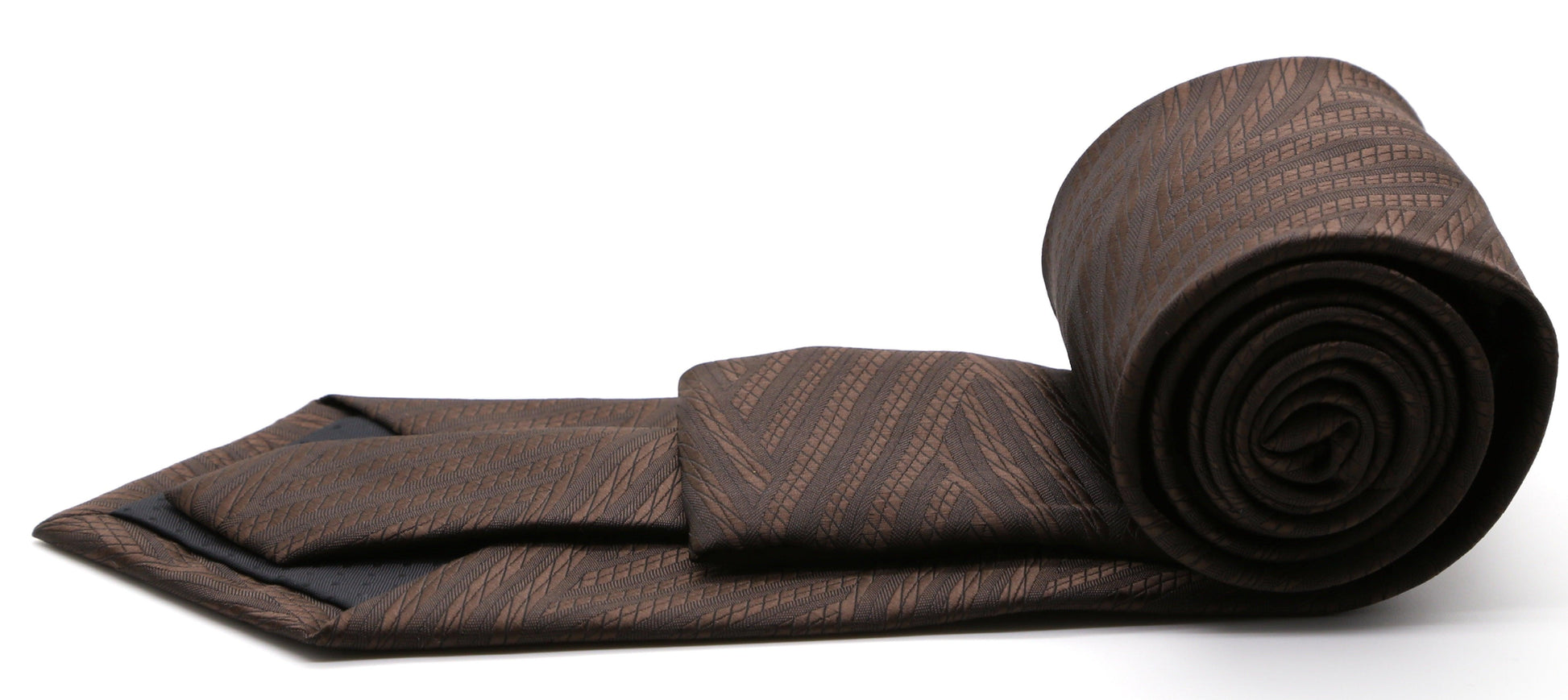 Mens Dads Classic Brown Geometric Pattern Business Casual Necktie & Hanky Set IO-2 - Ferrecci USA 