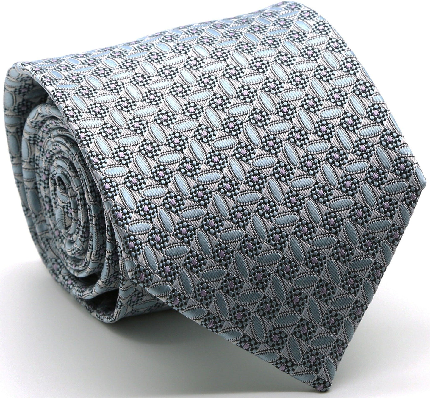 Mens Dads Classic Geometric Circle Pattern Business Casual Necktie & Hanky Set OO - Ferrecci USA 