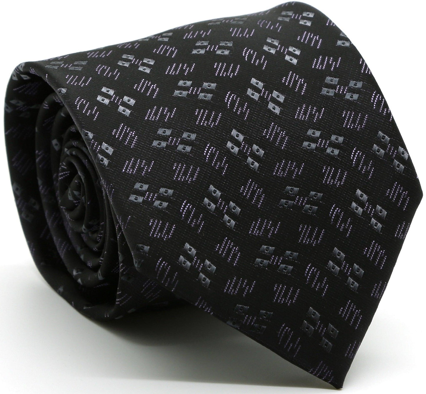 Mens Dads Classic Geometric Pattern Business Casual Necktie & Hanky Set QO - Ferrecci USA 