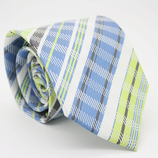Mens Dads Classic Green Striped Pattern Business Casual Necktie & Hanky Set VO-9 - Ferrecci USA 