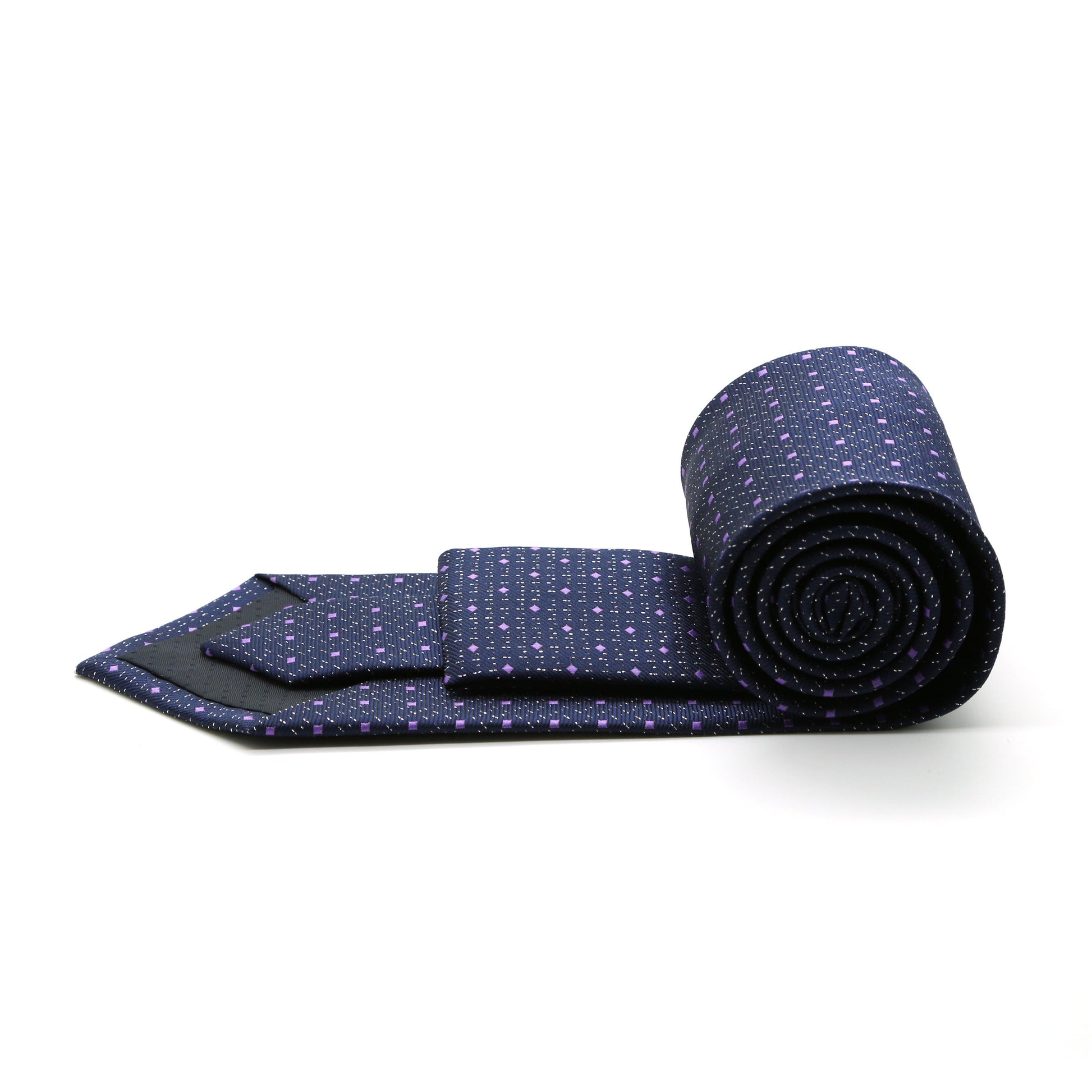 Mens Dads Classic Navy Square Pattern Business Casual Necktie & Hanky Set SO-1 - Ferrecci USA 