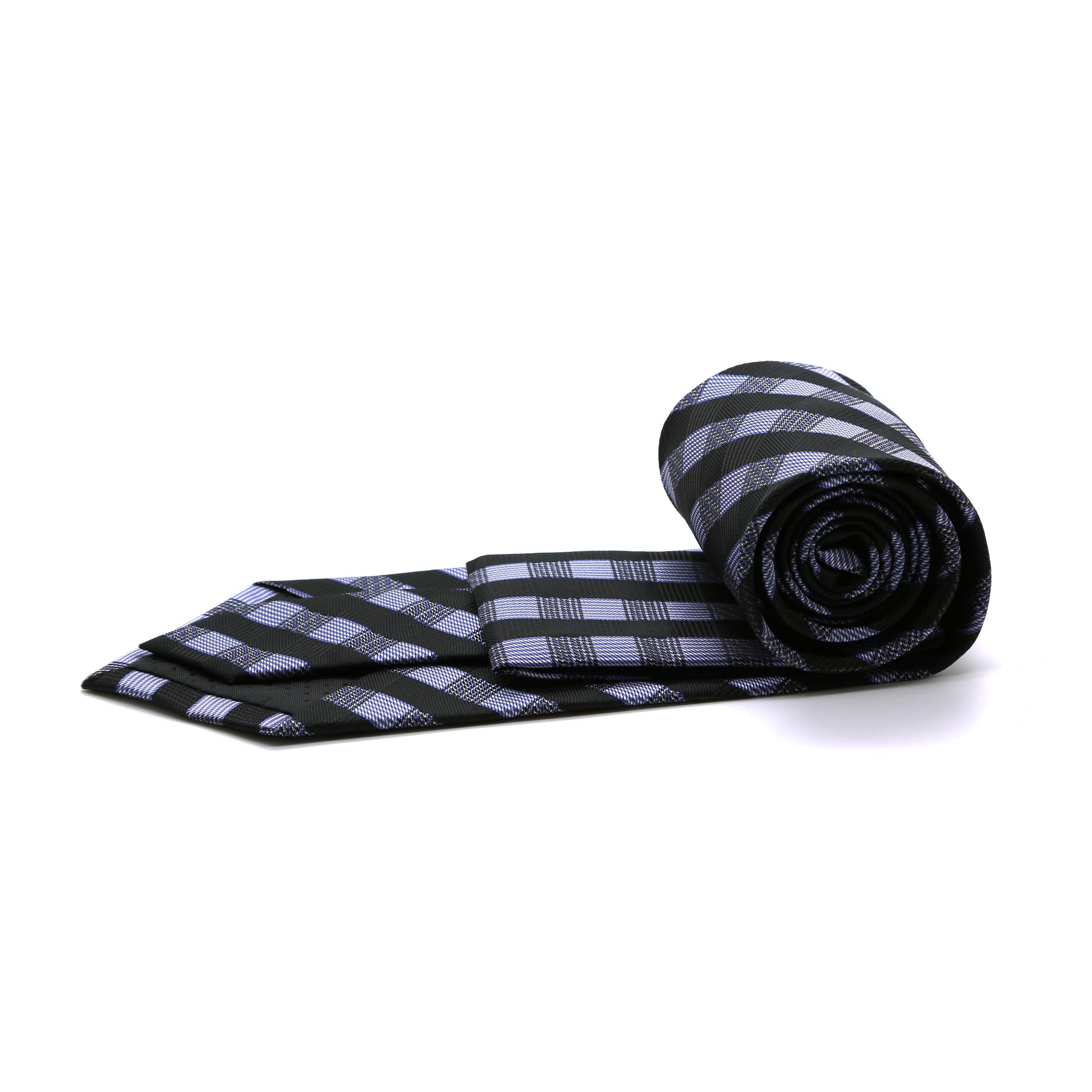 Mens Dads Classic Navy Stripe Pattern Business Casual Necktie & Hanky Set L-6 - Ferrecci USA 