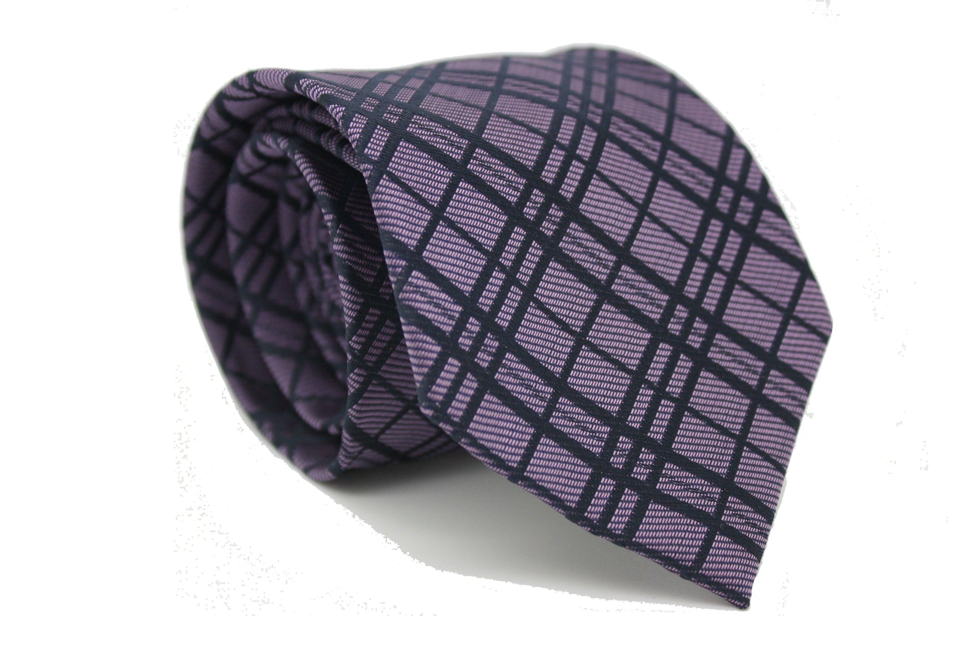 Mens Dads Classic Navy Striped Pattern Business Casual Necktie & Hanky Set RO-7 - Ferrecci USA 