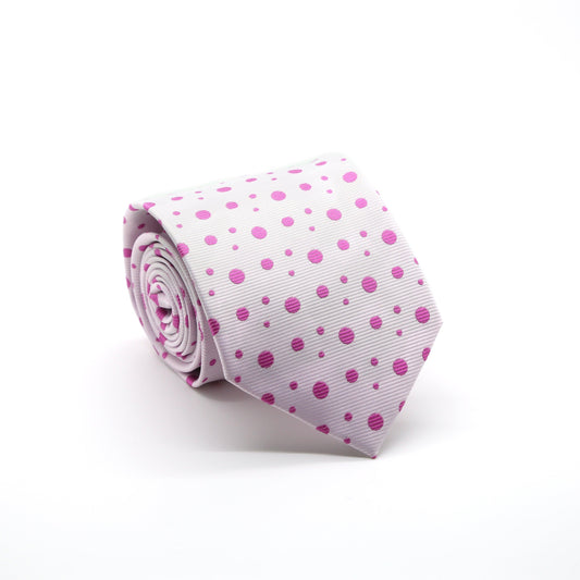 Mens Dads Classic Pink Circle Pattern Business Casual Necktie & Hanky Set MO-4 - Ferrecci USA 