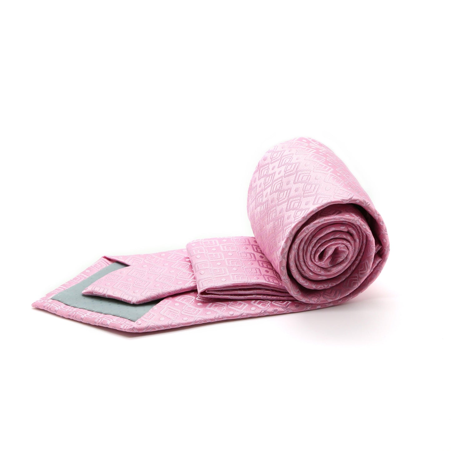 Mens Dads Classic Pink Geometric Pattern Business Casual Necktie & Hanky Set G-10 - Ferrecci USA 