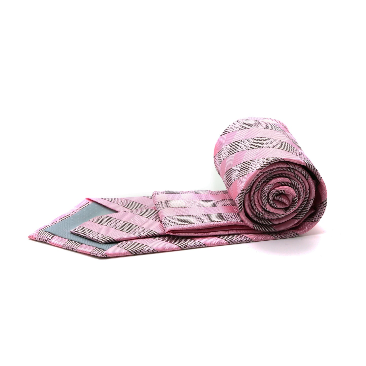 Mens Dads Classic Pink Stripe Pattern Business Casual Necktie & Hanky Set L-5 - Ferrecci USA 